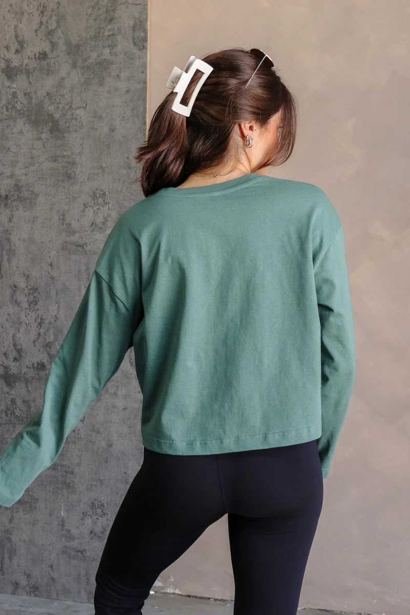 Nicole Green Cropped Long Sleeve Sweatshirt - Image 7