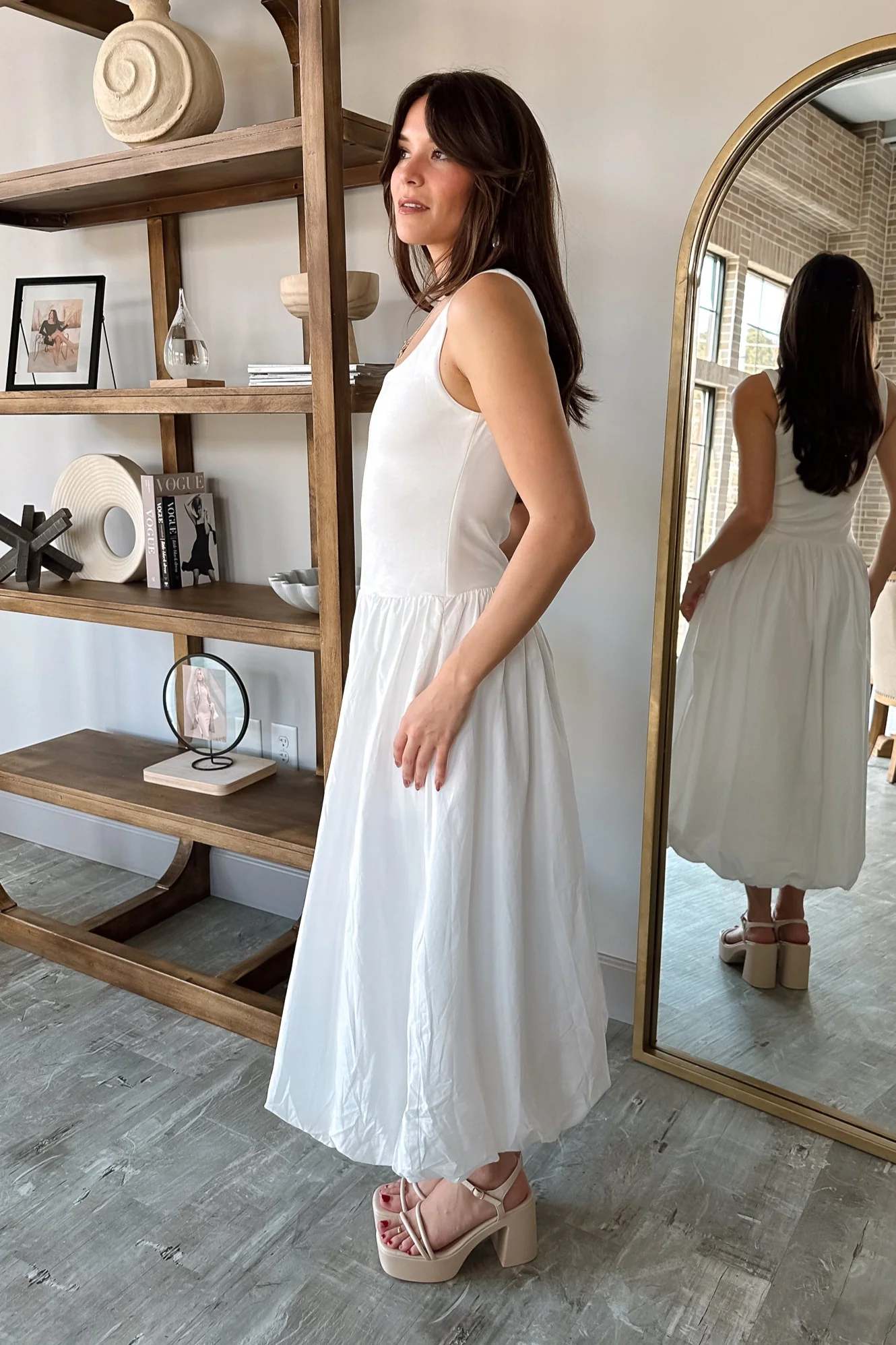 Nicole White Bubble Midi Dress - Image 6