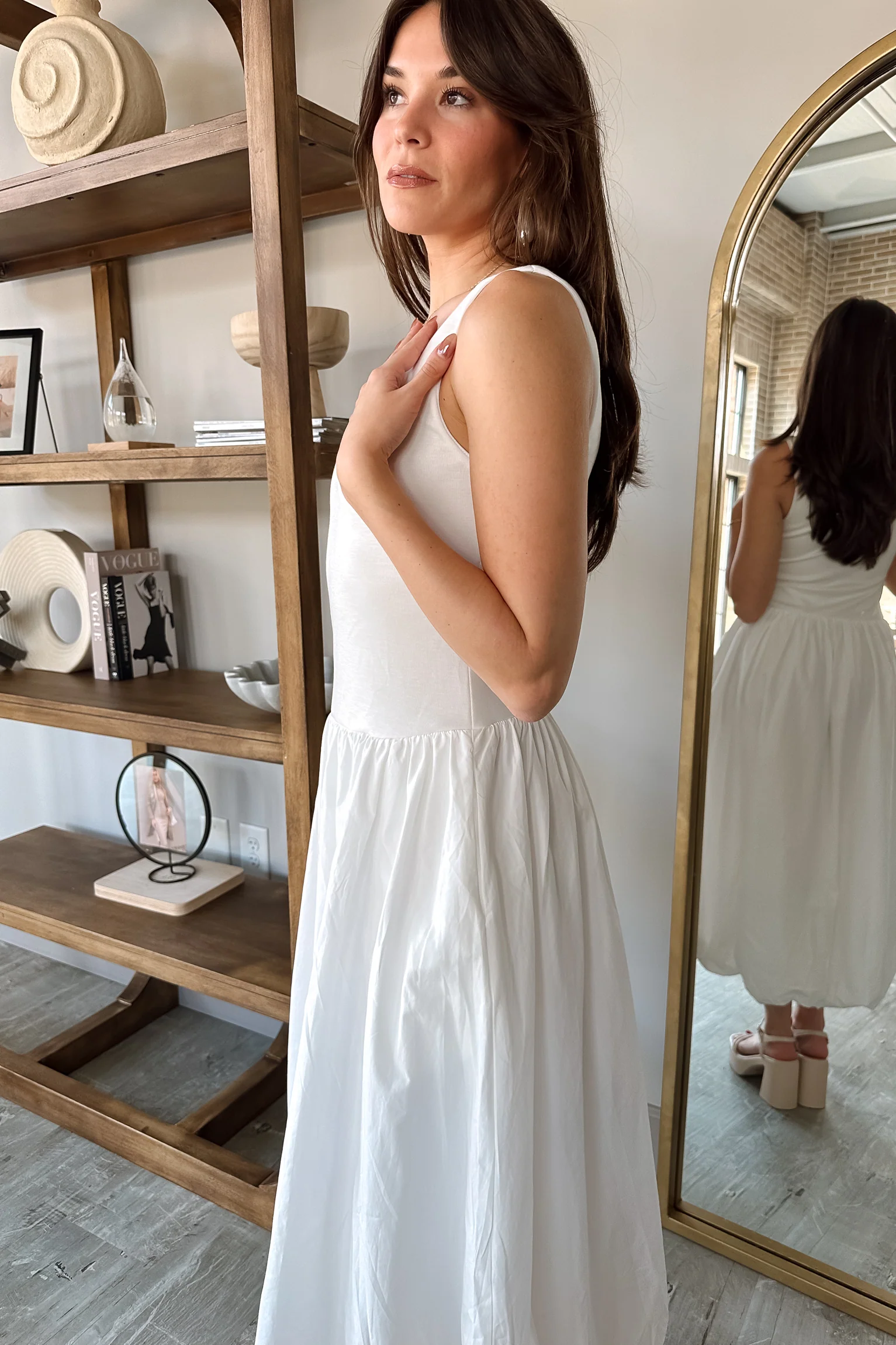 Nicole White Bubble Midi Dress - Image 7