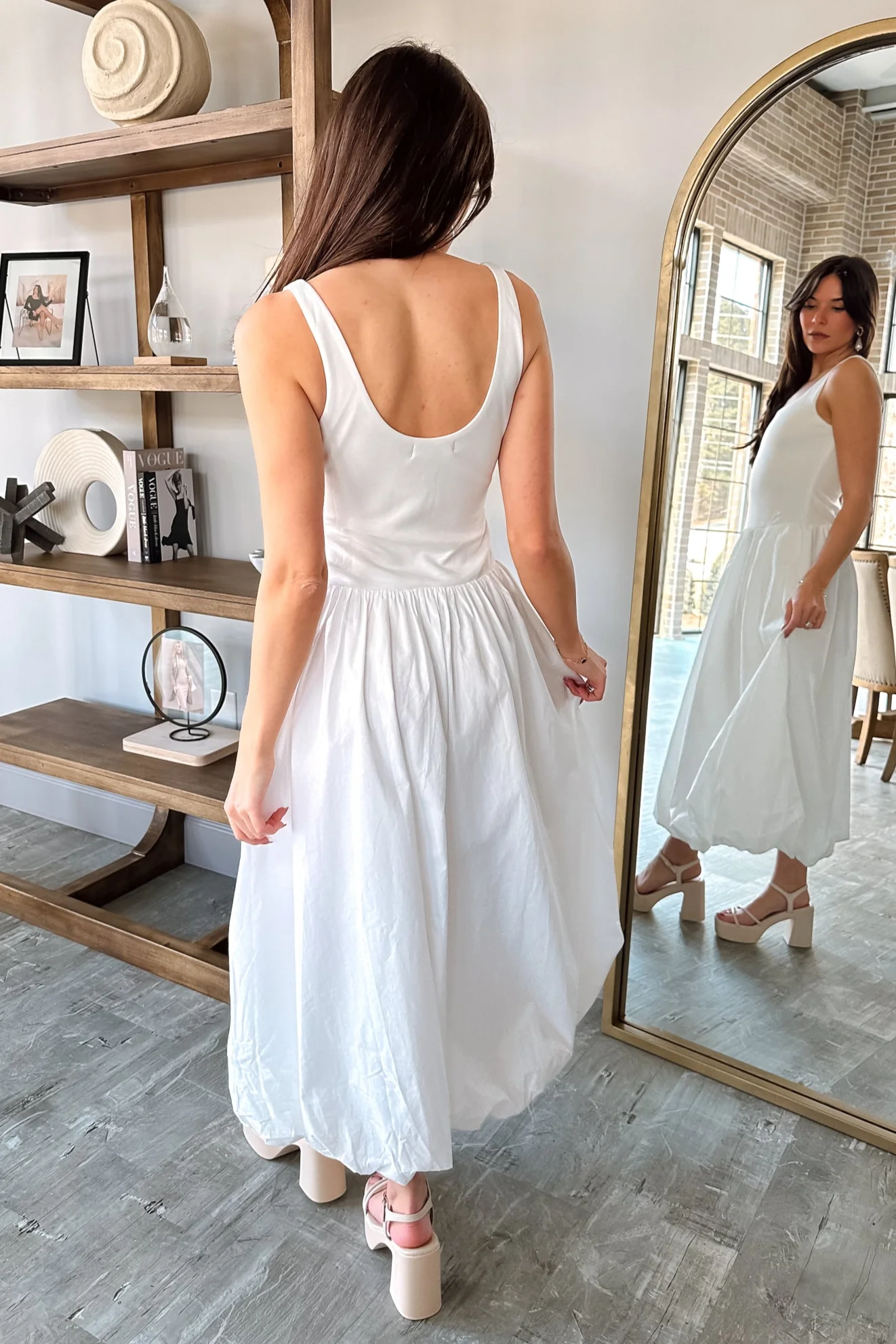 Nicole White Bubble Midi Dress - Image 8