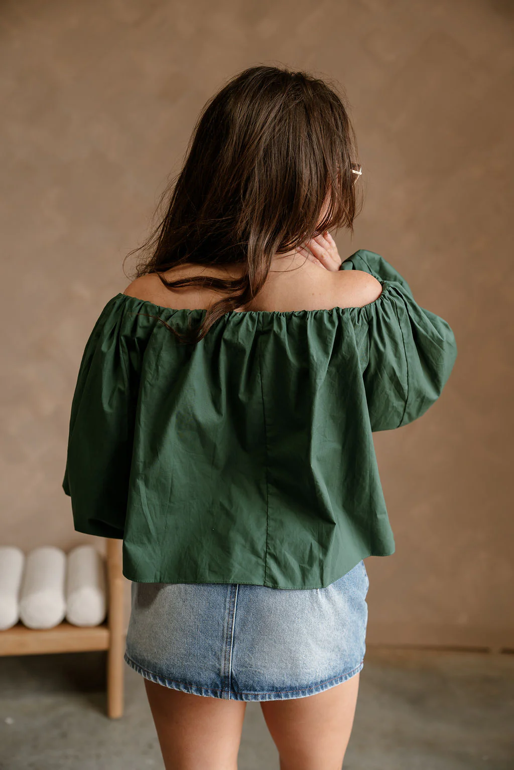 Nila Green Off-The-Shoulder Balloon Sleeve Top - Image 7