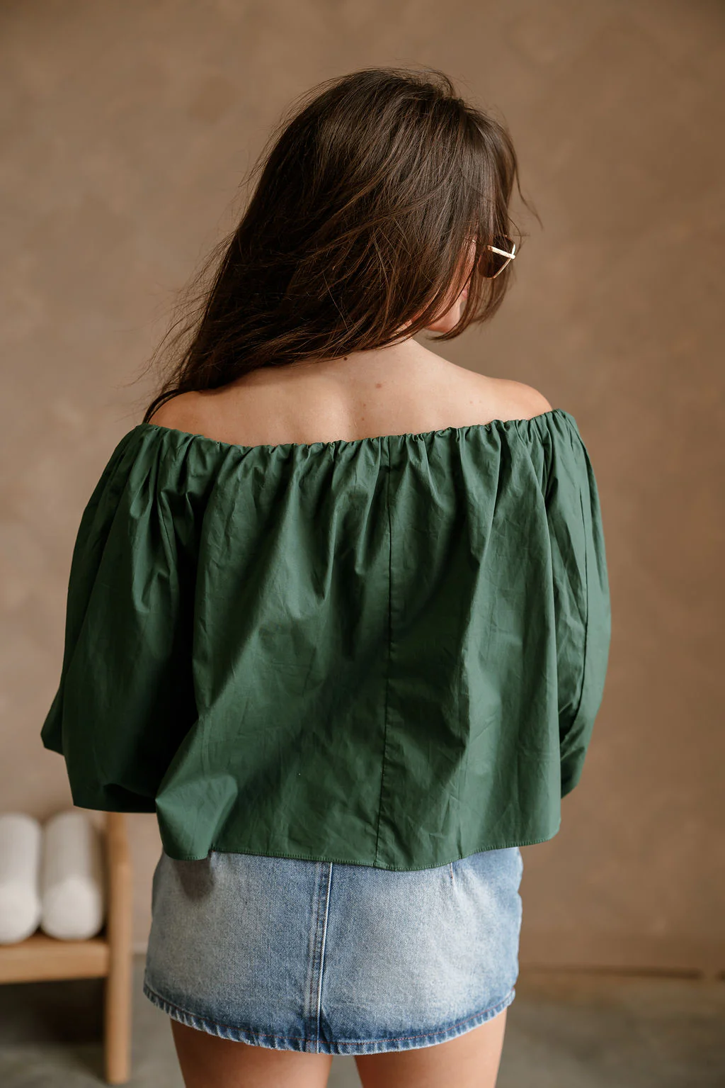 Nila Green Off-The-Shoulder Balloon Sleeve Top - Image 8