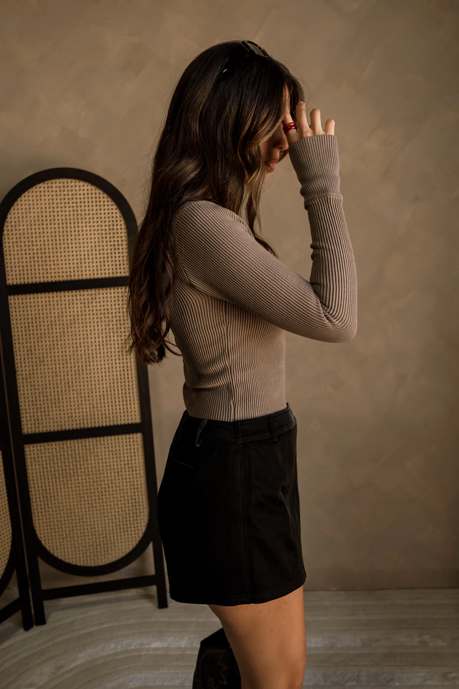 Nila Mocha Ribbed Long Sleeve Top - Image 3
