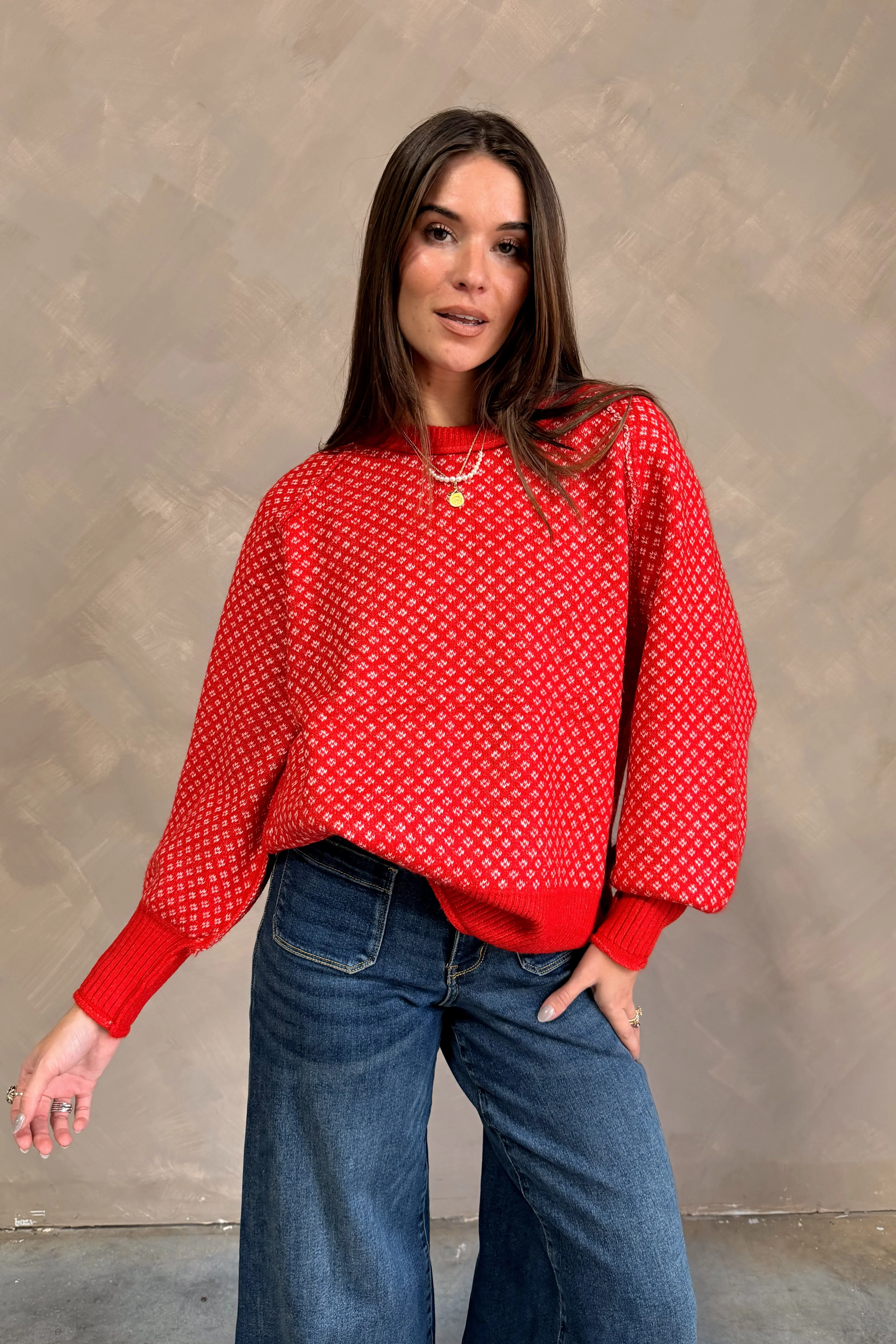 Nila Red & White Sweater