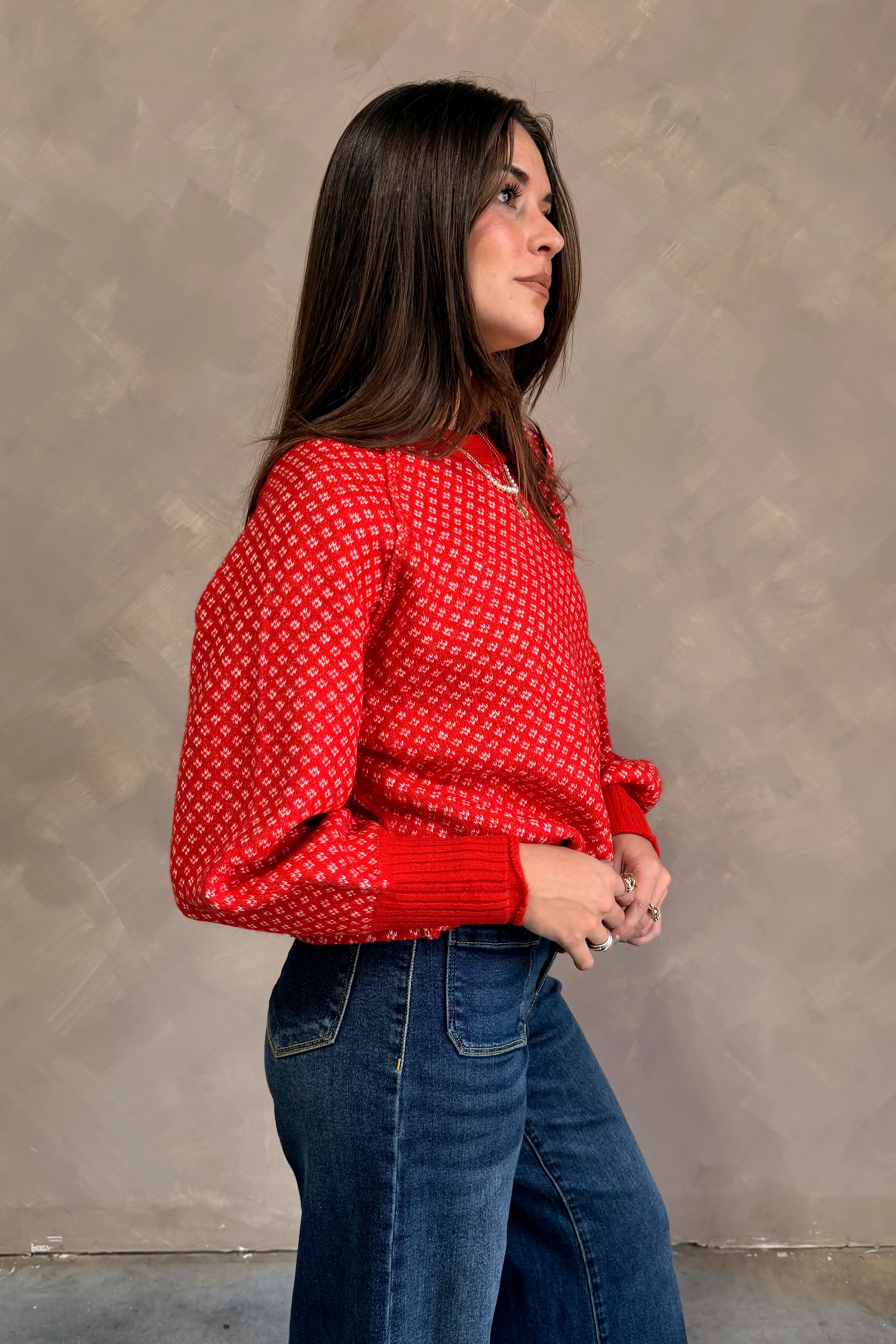 Nila Red & White Sweater - Image 4
