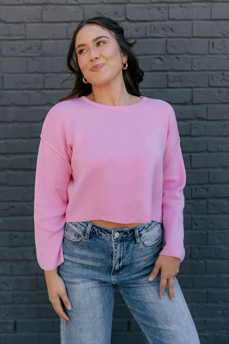 Nina Pink Cropped Sweater