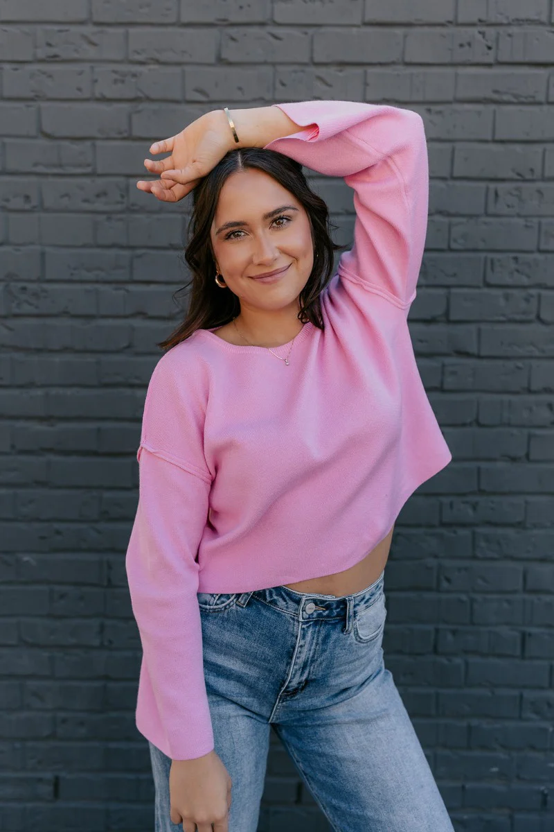 Nina Pink Cropped Sweater - Image 2