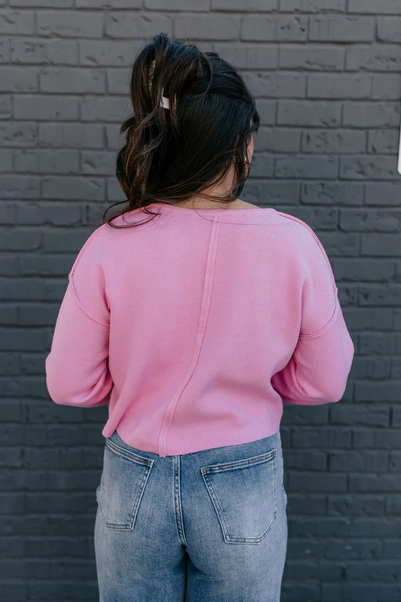 Nina Pink Cropped Sweater - Image 5