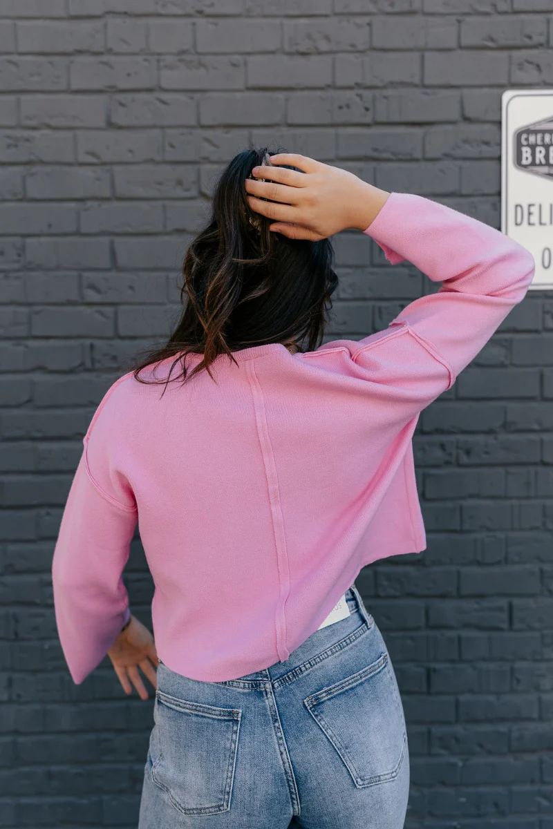 Nina Pink Cropped Sweater - Image 6