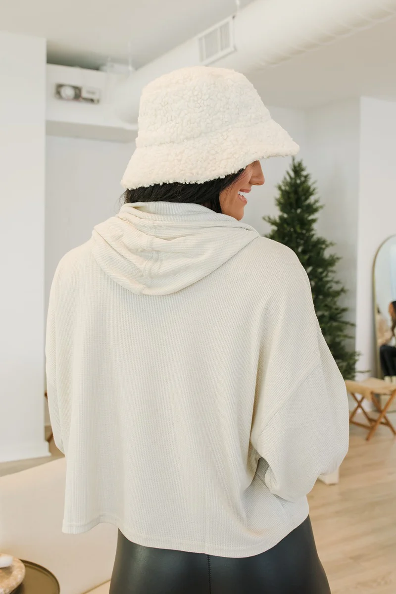 No Plans Pullover Hoodie in Beige - Image 4