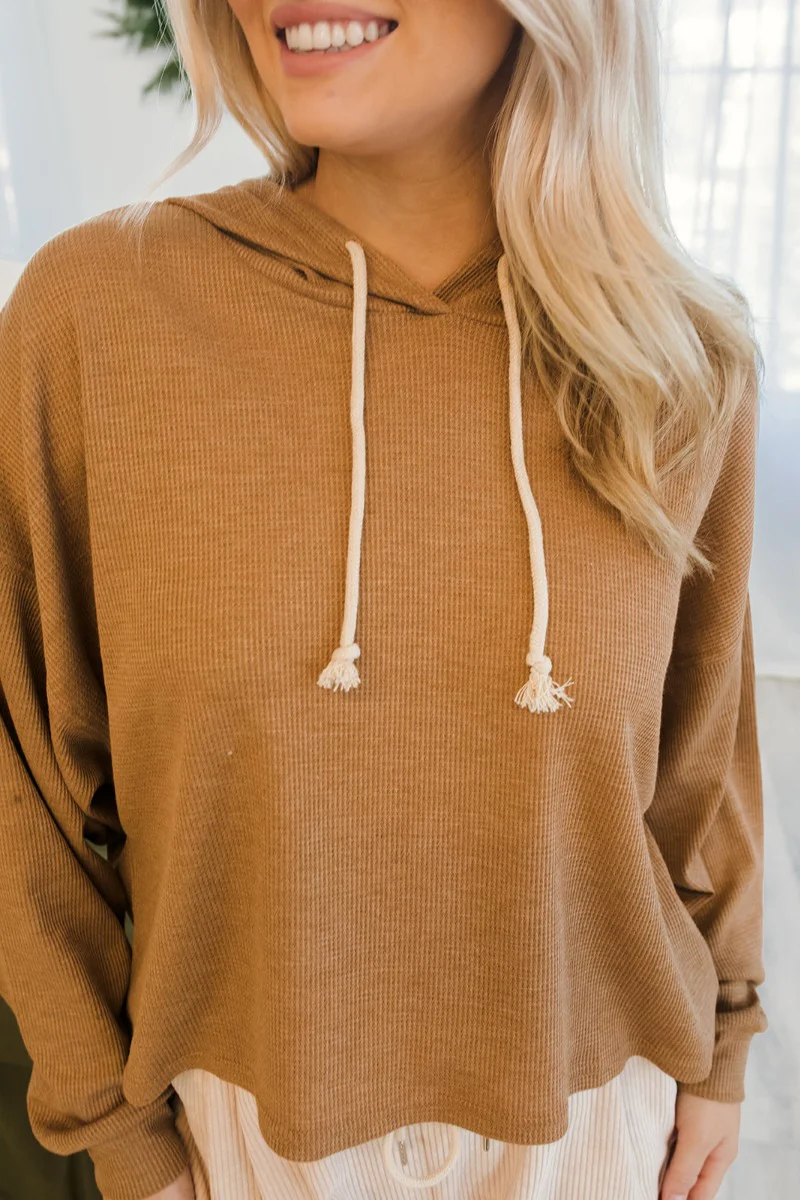 No Plans Pullover Hoodie in Brown - Image 5