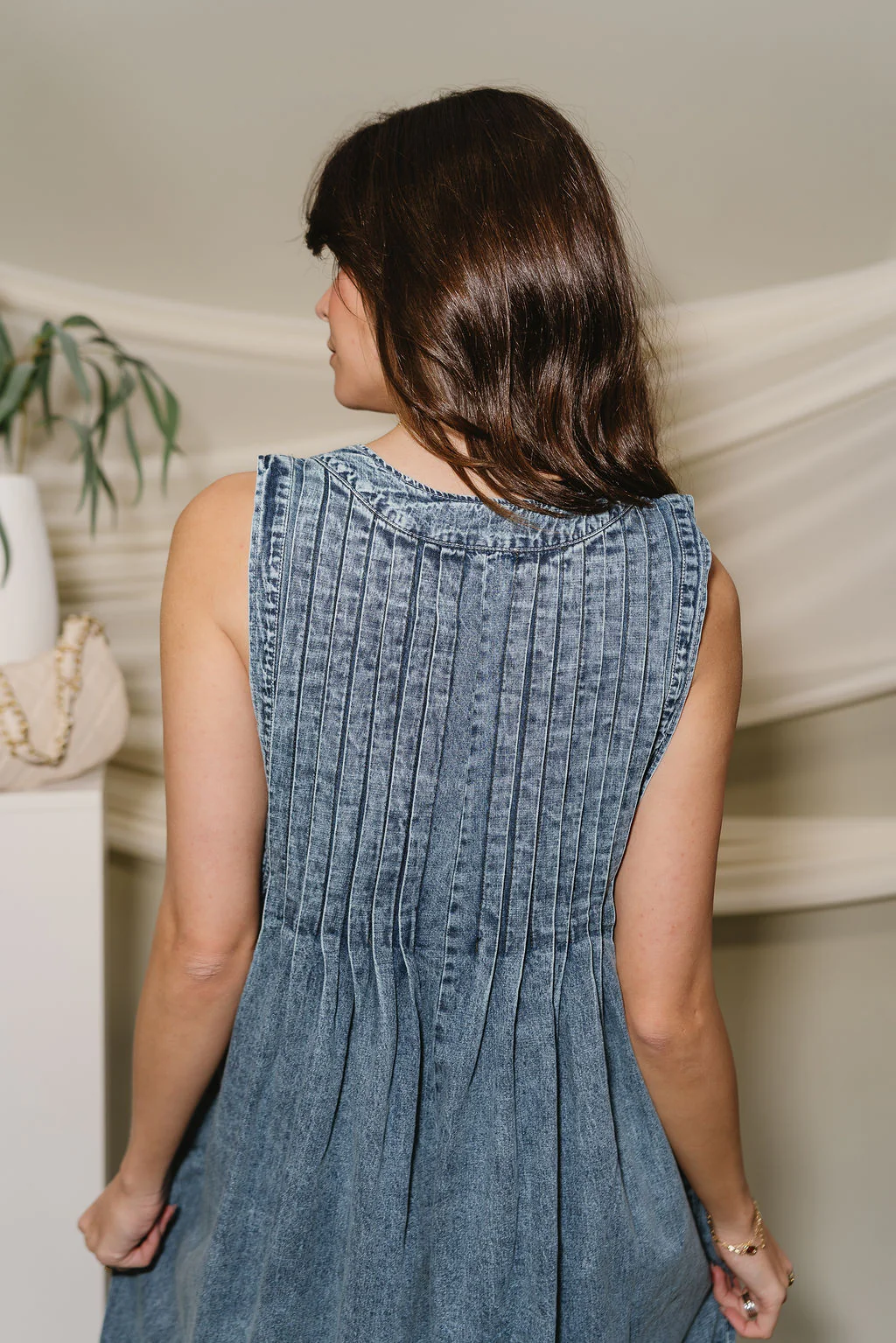 Noa Denim Pleated Tie Front Jumpsuit - Image 7