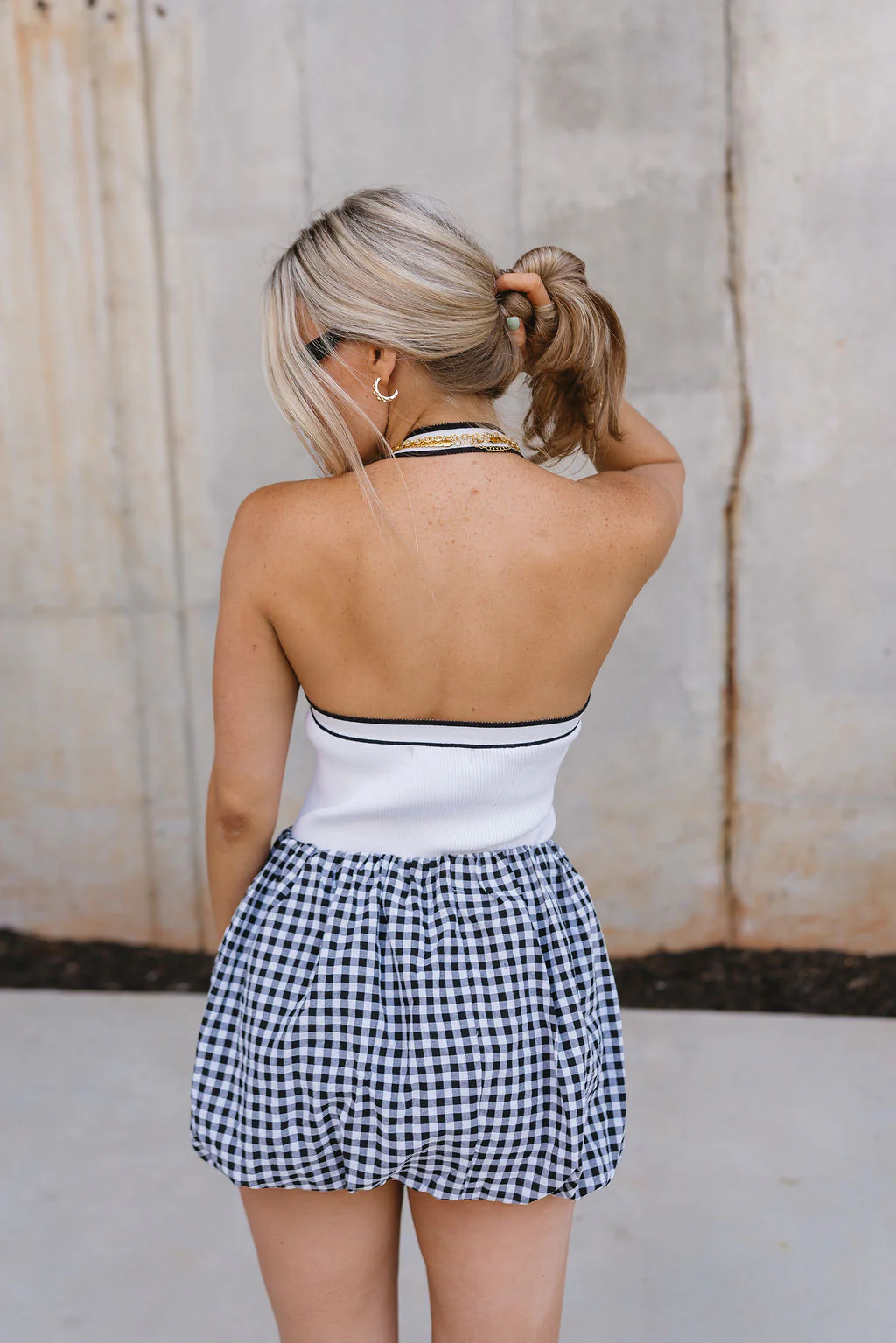 Noah Black & White Gingham Bubble Skirt - Image 7