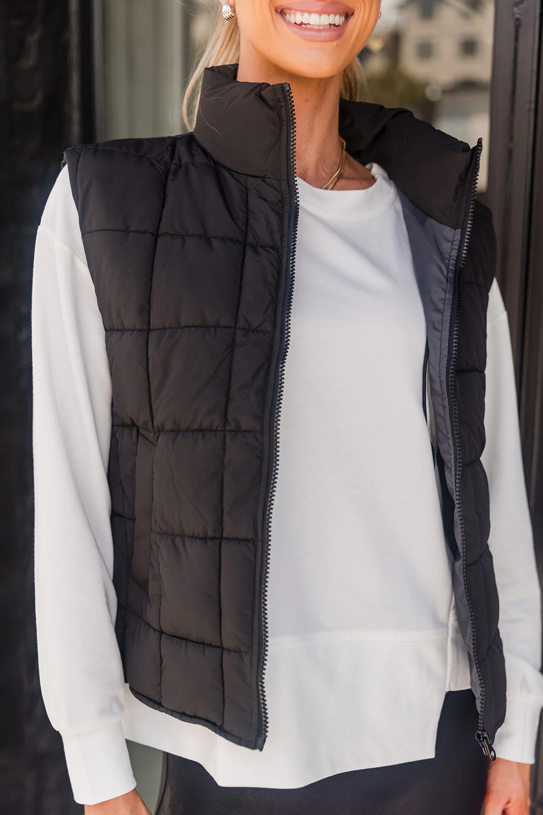 Noelle Black Quilt Puffer Vest - Image 6