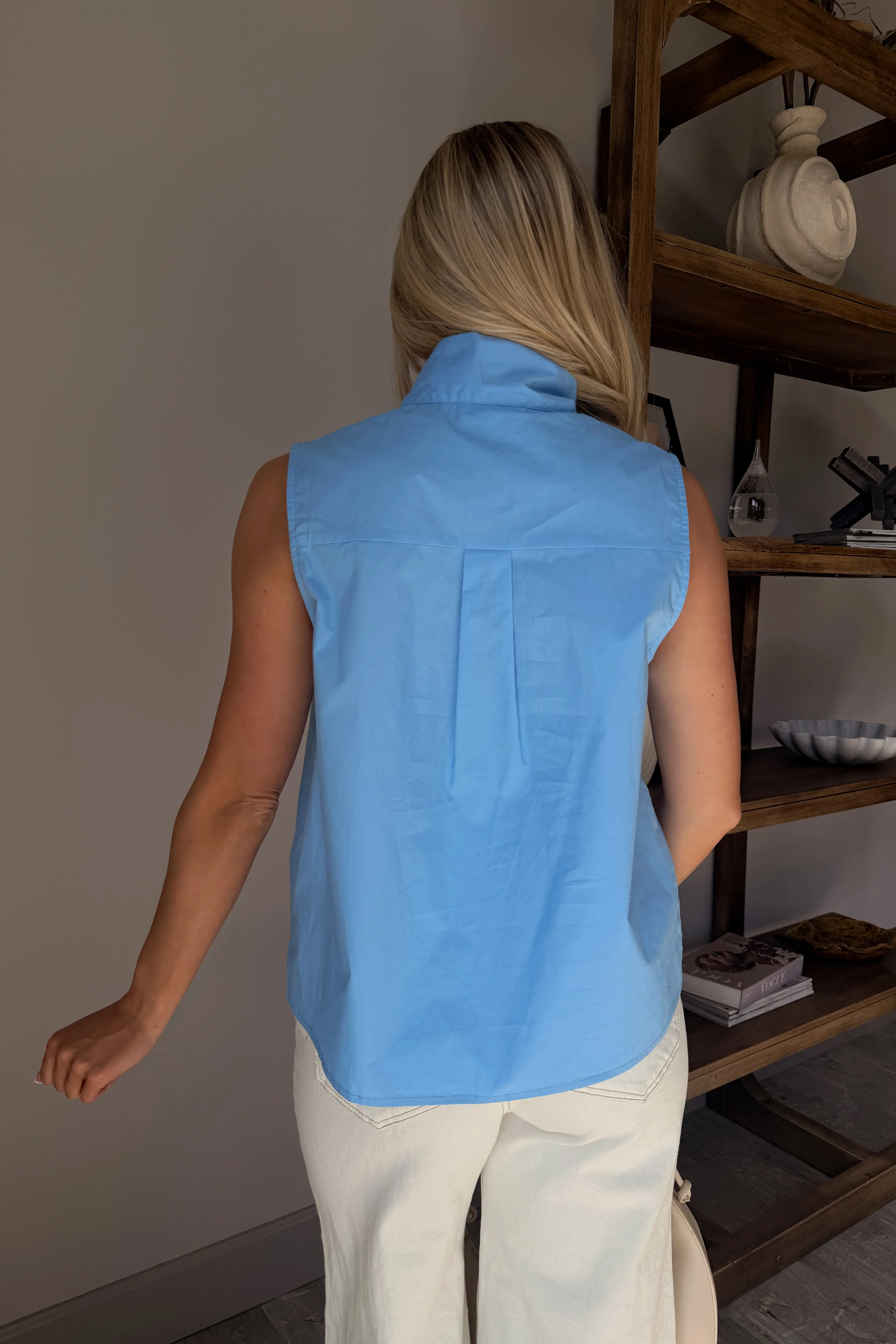 Noelle Blue Tie Neckline Tank - Image 4