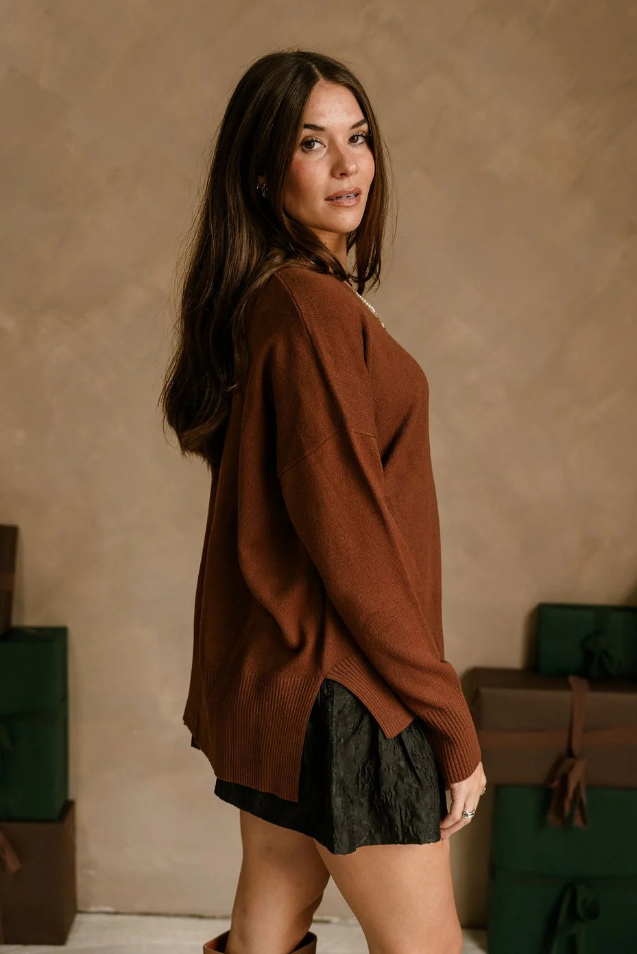 Noelle Brown Long Sleeve Sweater - Image 5