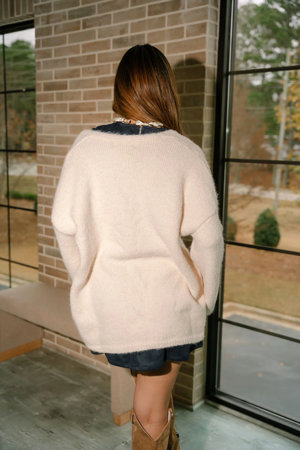Noelle Cream Knit Tie Cardigan - Image 10