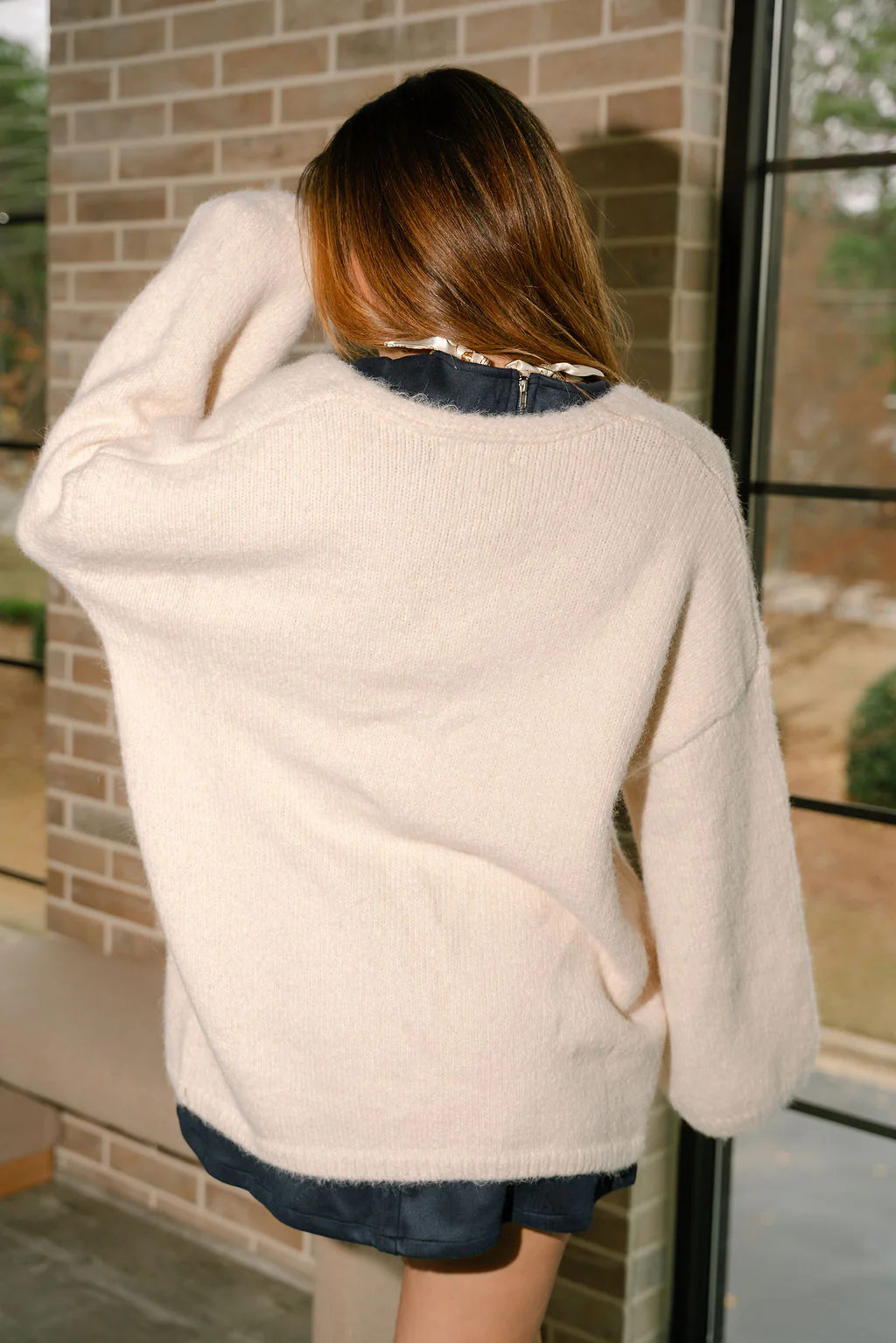 Noelle Cream Knit Tie Cardigan - Image 12