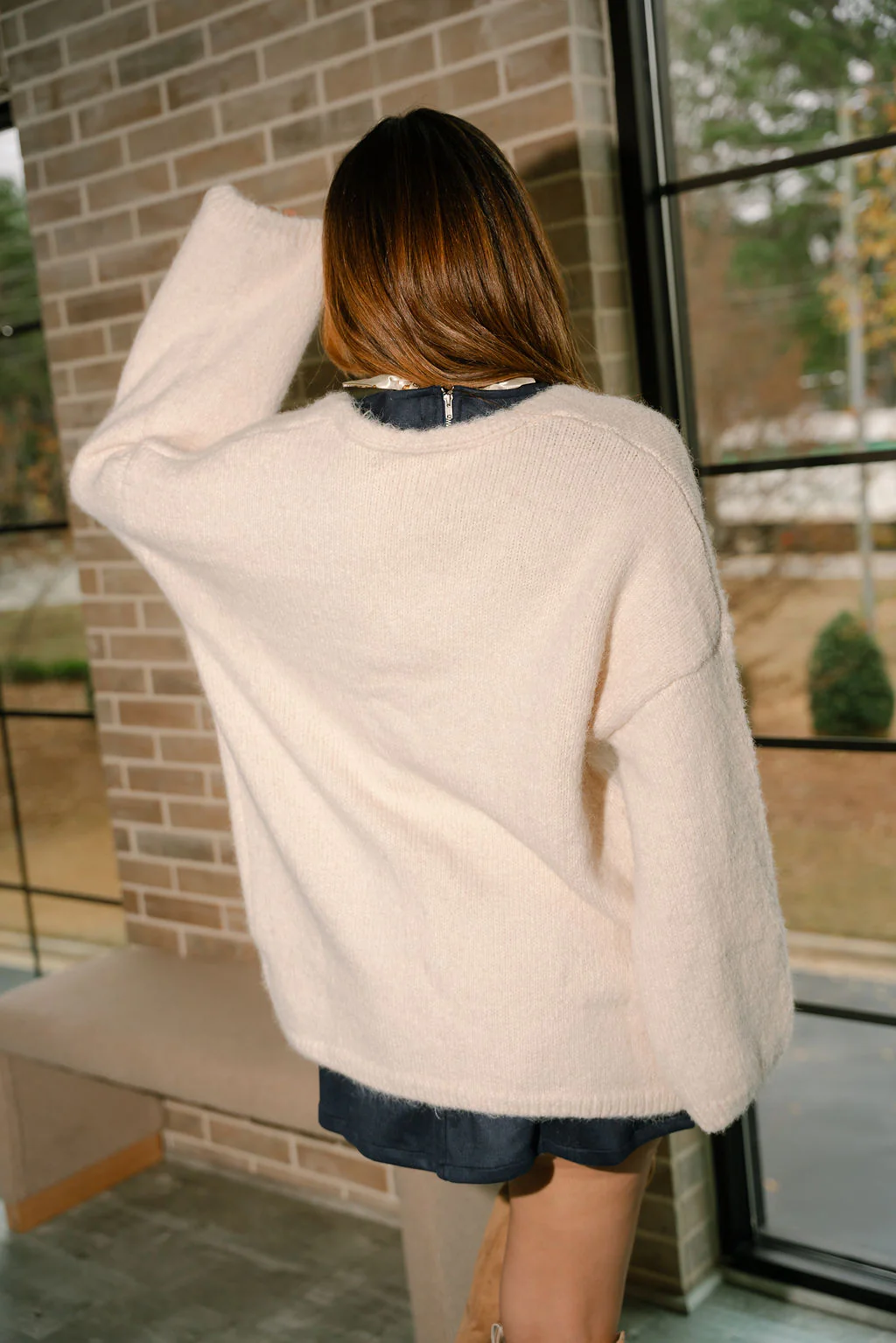 Noelle Cream Knit Tie Cardigan - Image 4