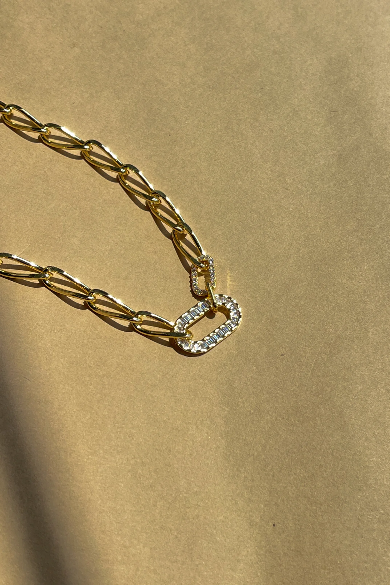 Noelle Gold & Rhinestone Chain Necklace