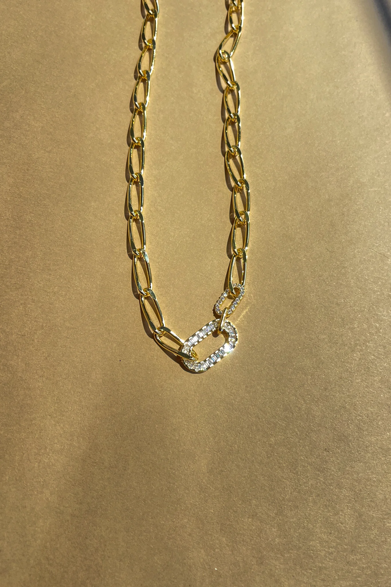 Noelle Gold & Rhinestone Chain Necklace - Image 2