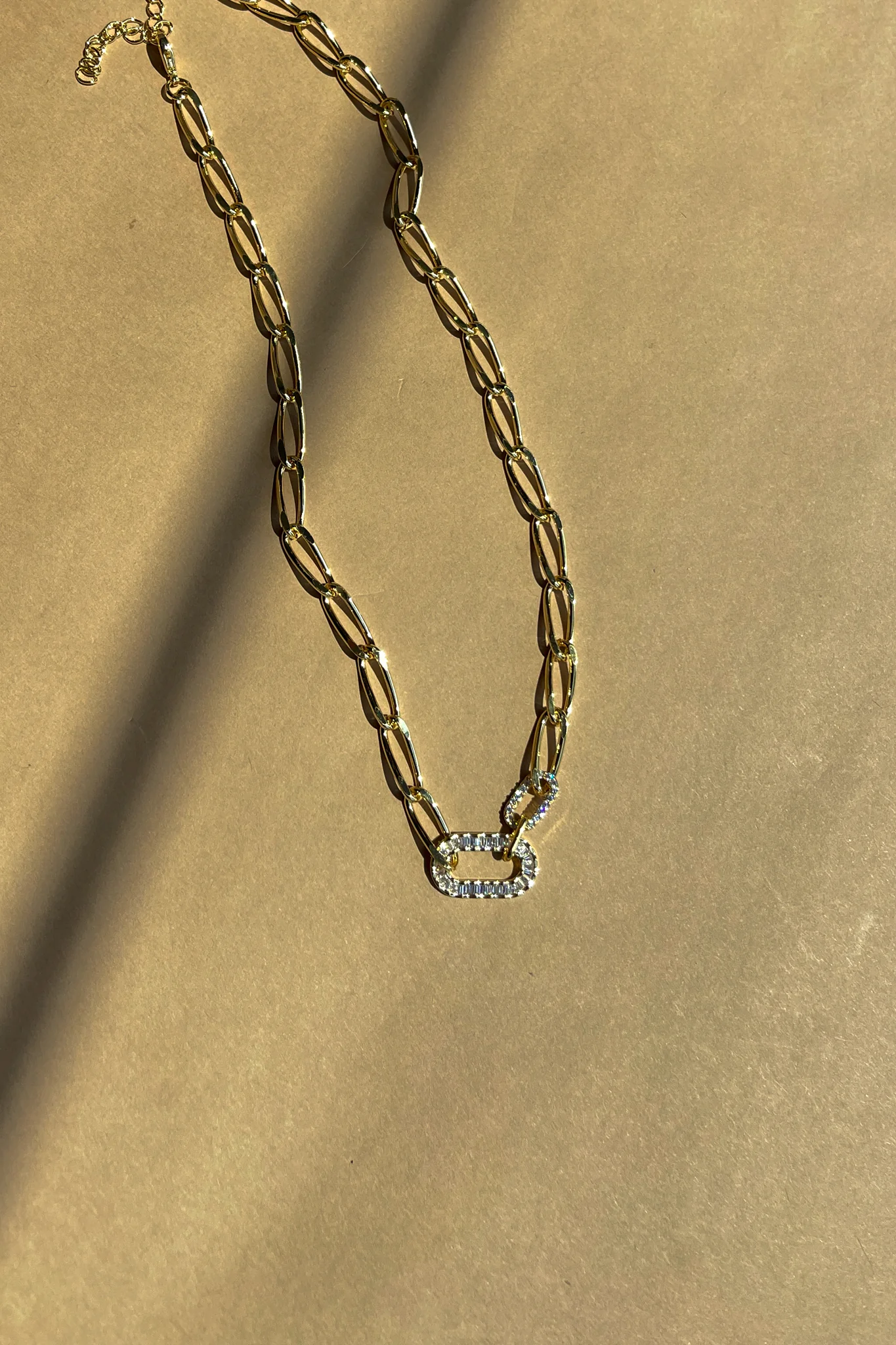 Noelle Gold & Rhinestone Chain Necklace - Image 3