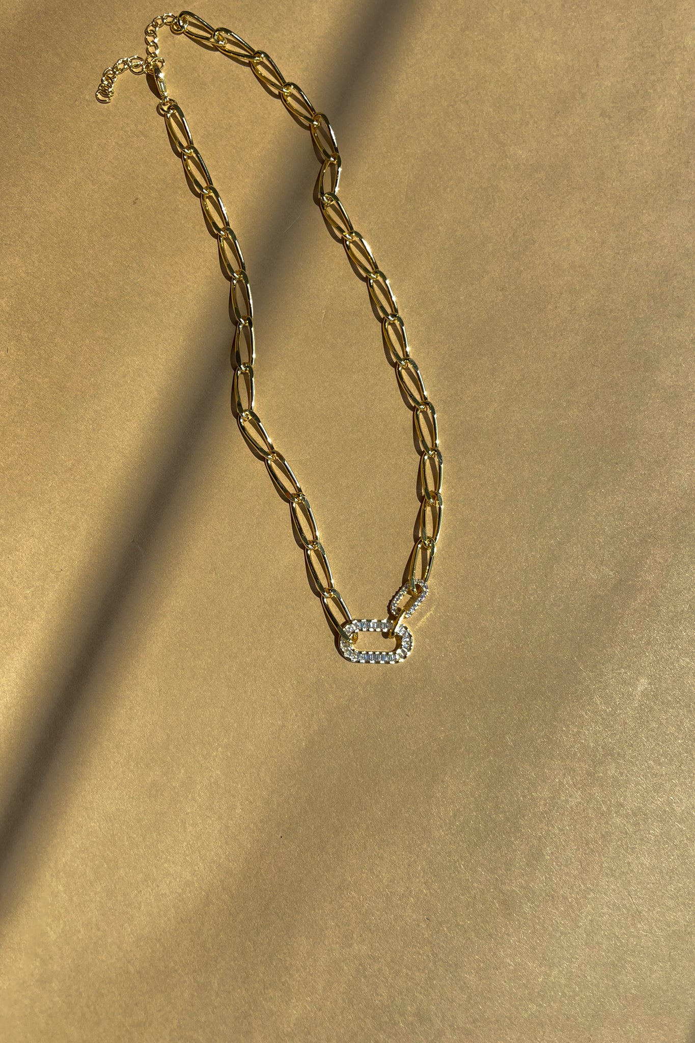 Noelle Gold & Rhinestone Chain Necklace - Image 4