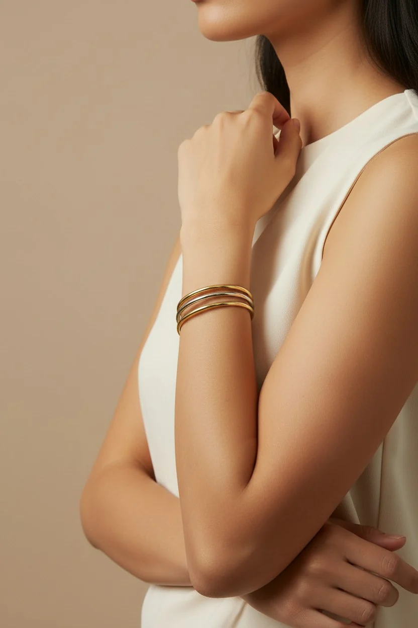 Noelle Gold & Silver Triple Bangle Bracelet Set