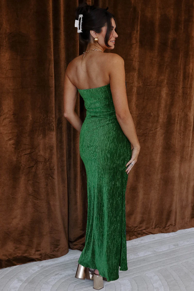 Noelle Hunter Green Velvet Ribbed Strapless Midi Dress - Image 8