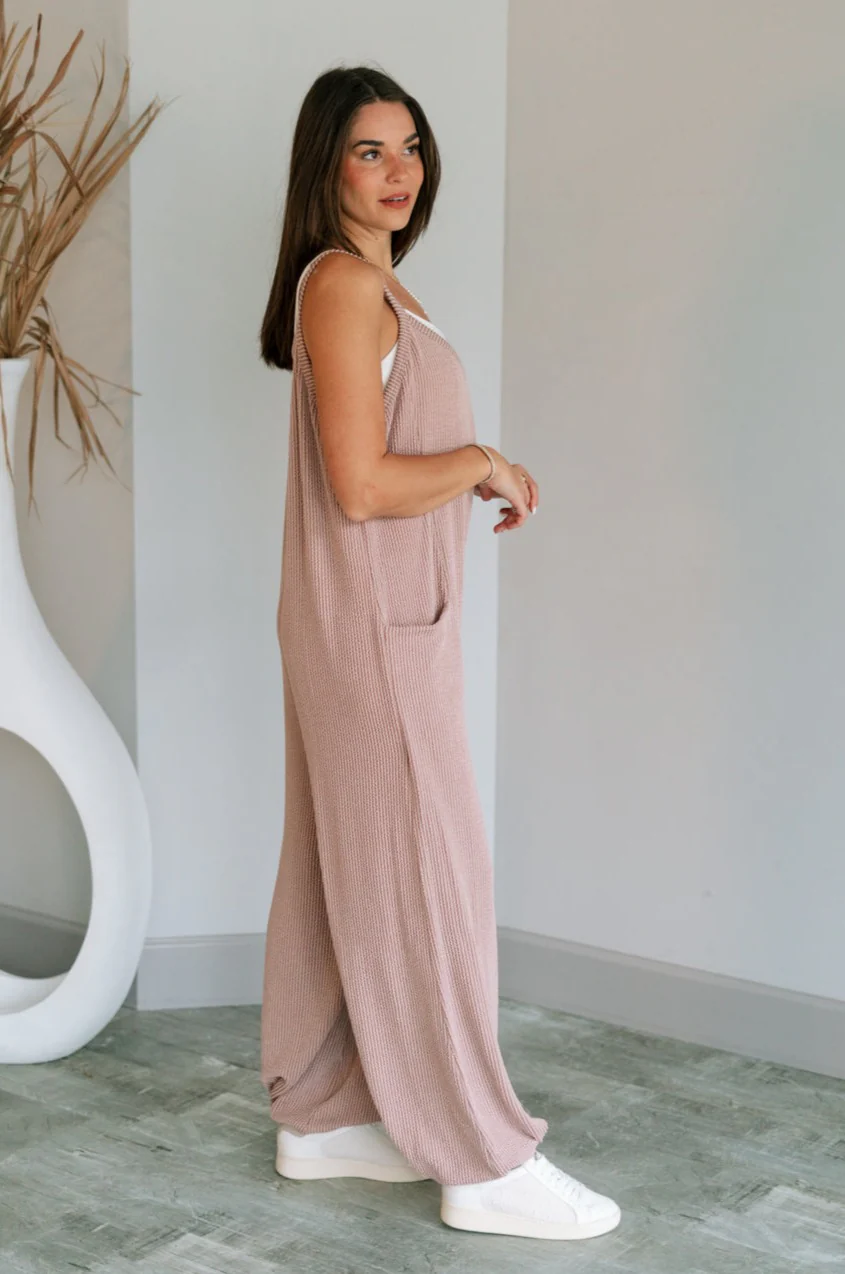 Noelle Taupe Ribbed Sleeveless Jumpsuit - Image 7