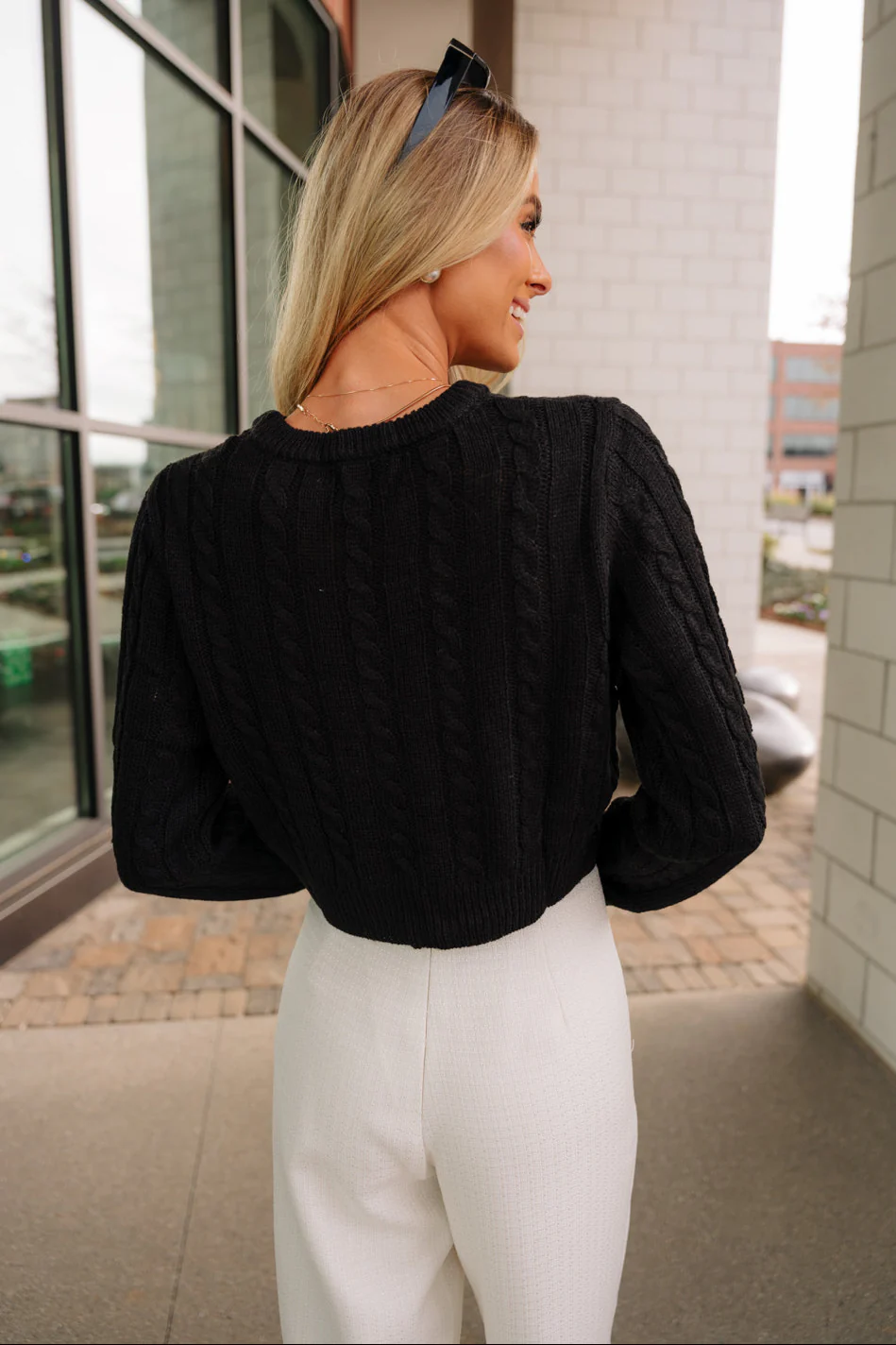 Nora Black Velvet Bows Knit Sweater - Image 3
