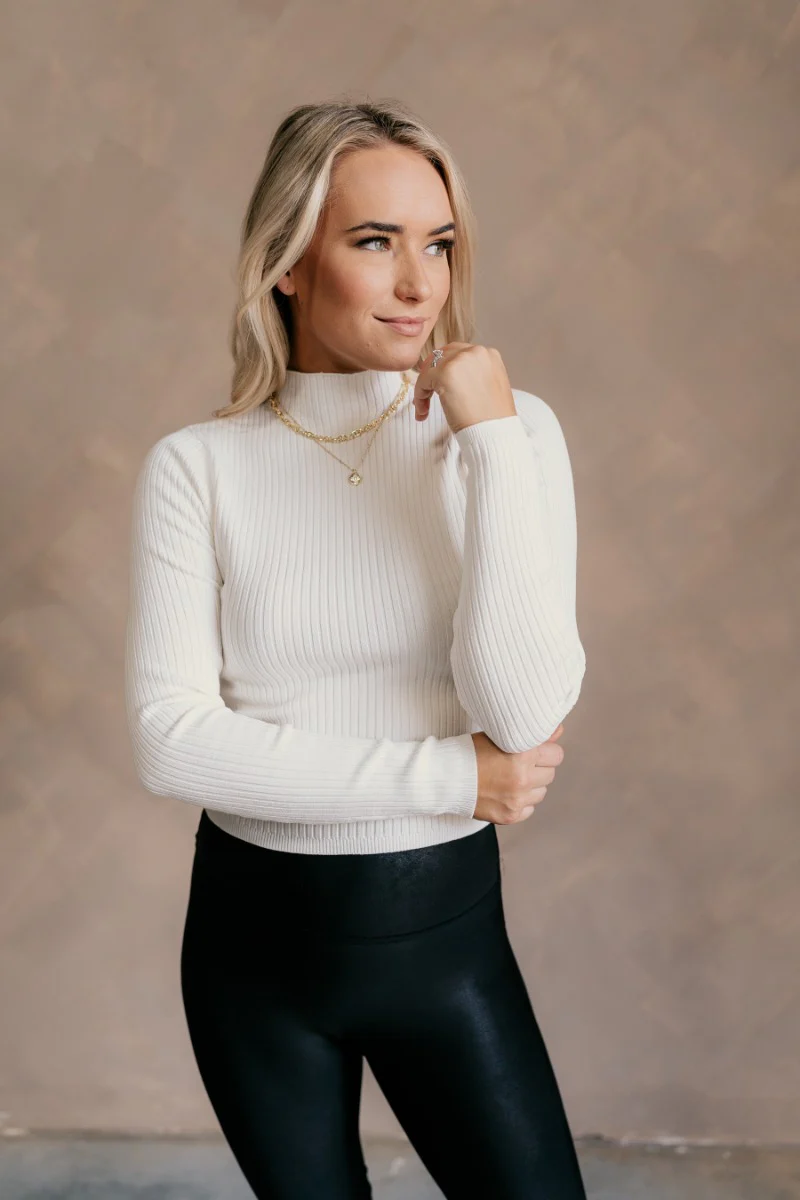Norah Off White Mock Neck Top - Image 3