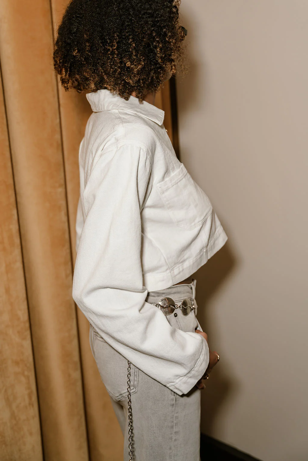 Norah White Denim Long Sleeve Top - Image 3