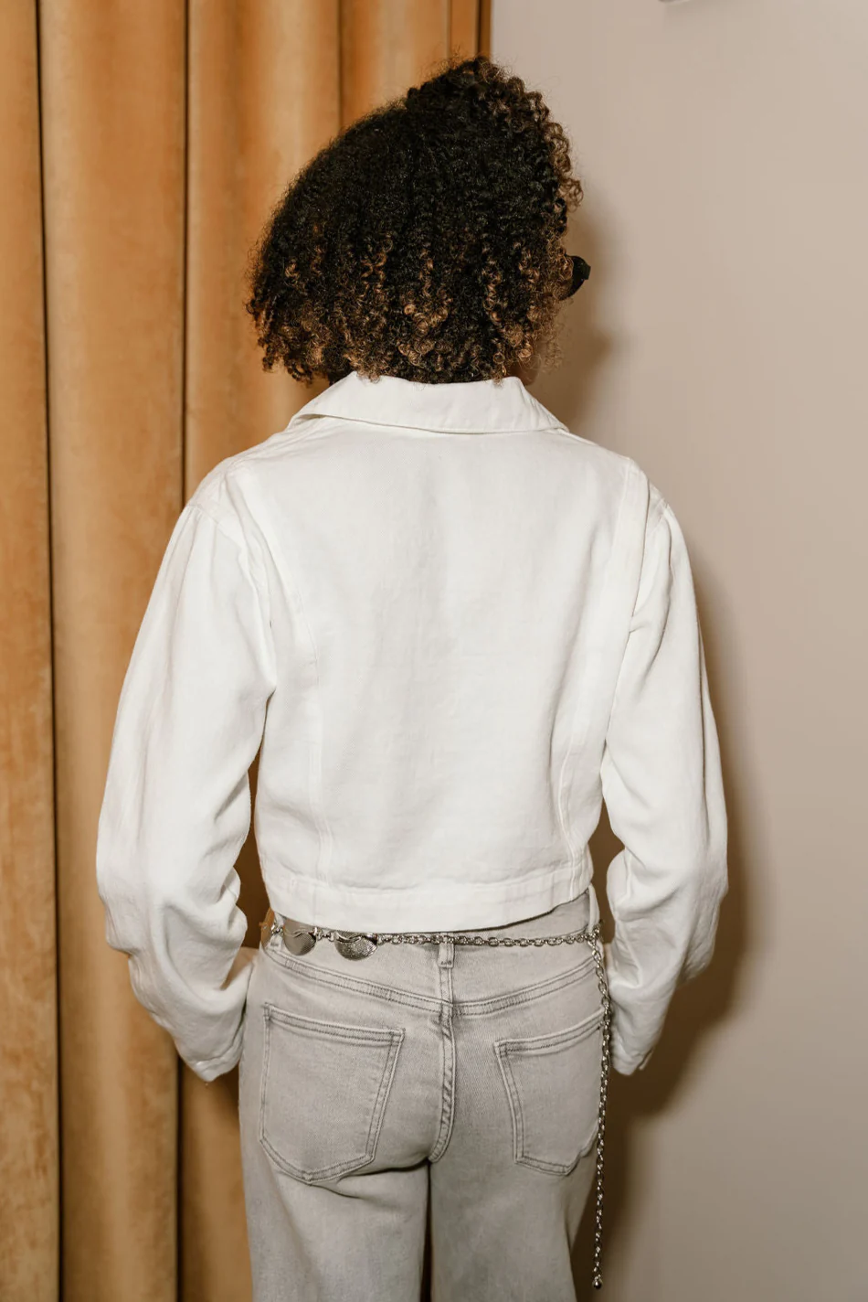 Norah White Denim Long Sleeve Top - Image 4
