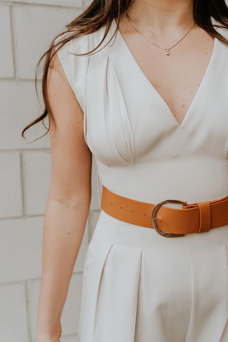 Nova Beige Sleeveless Belted Jumpsuit - Image 6