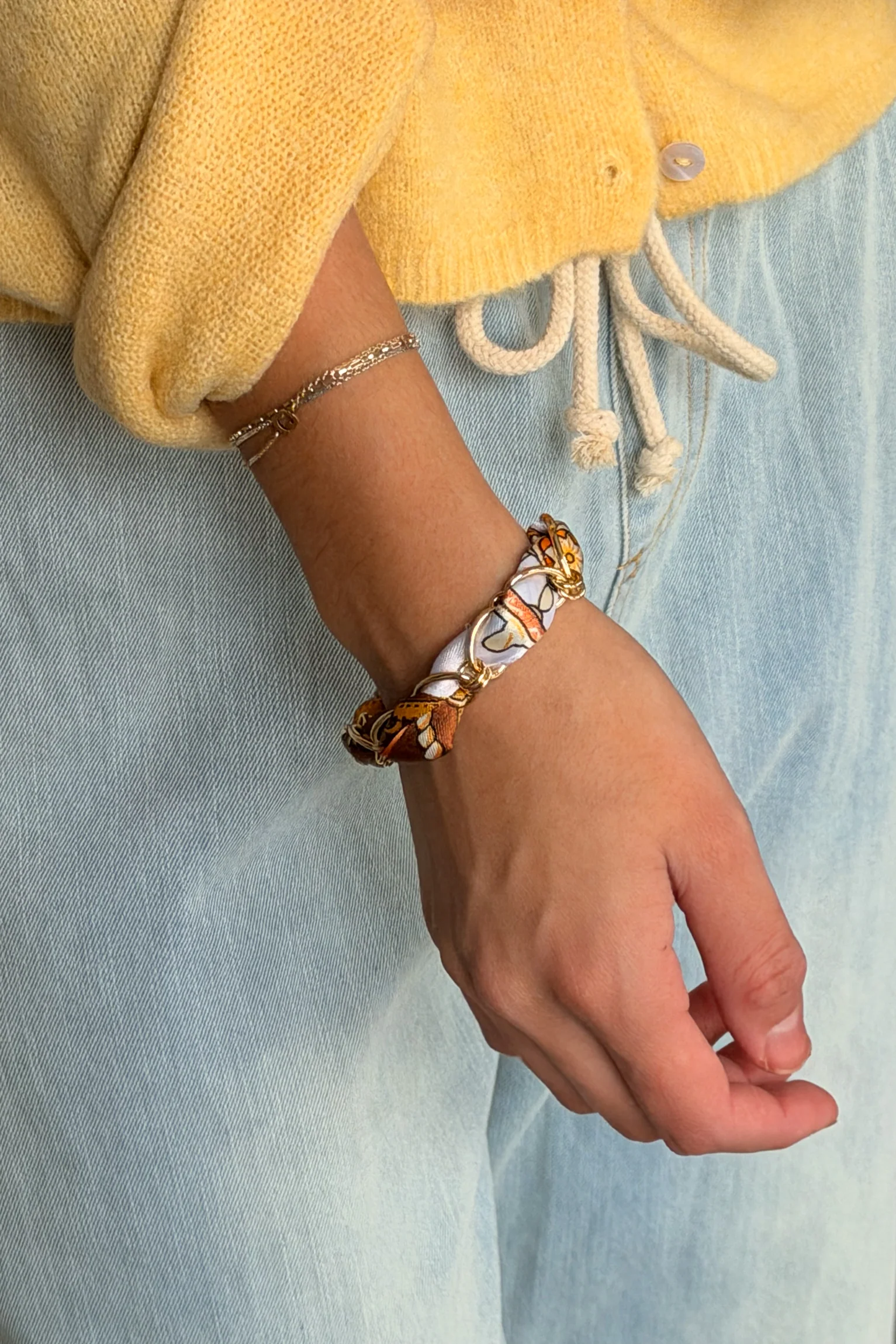 Nova Brown & Orange Scarf Chain Bracelet