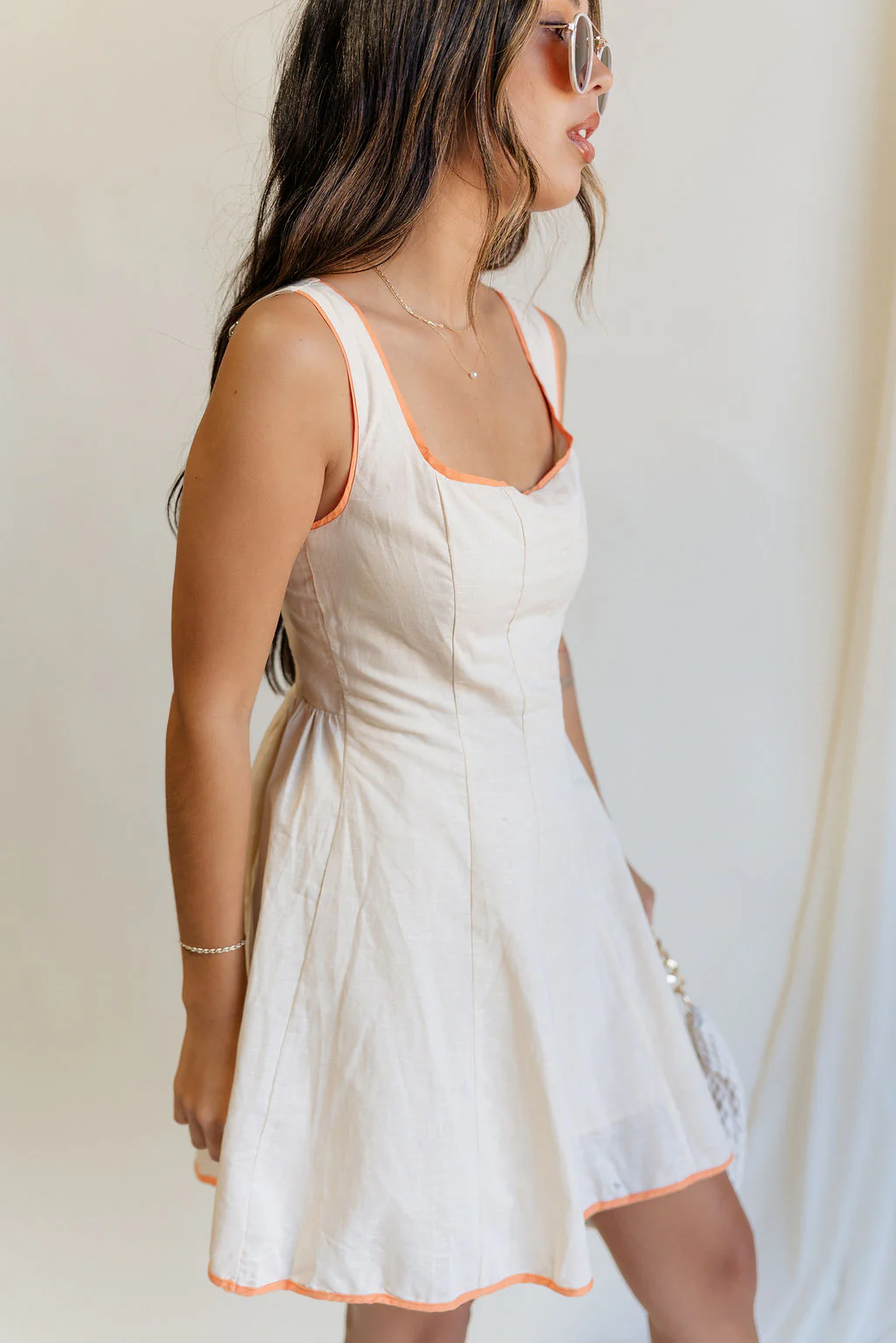 Nova Orange & Ecru Mini Dress