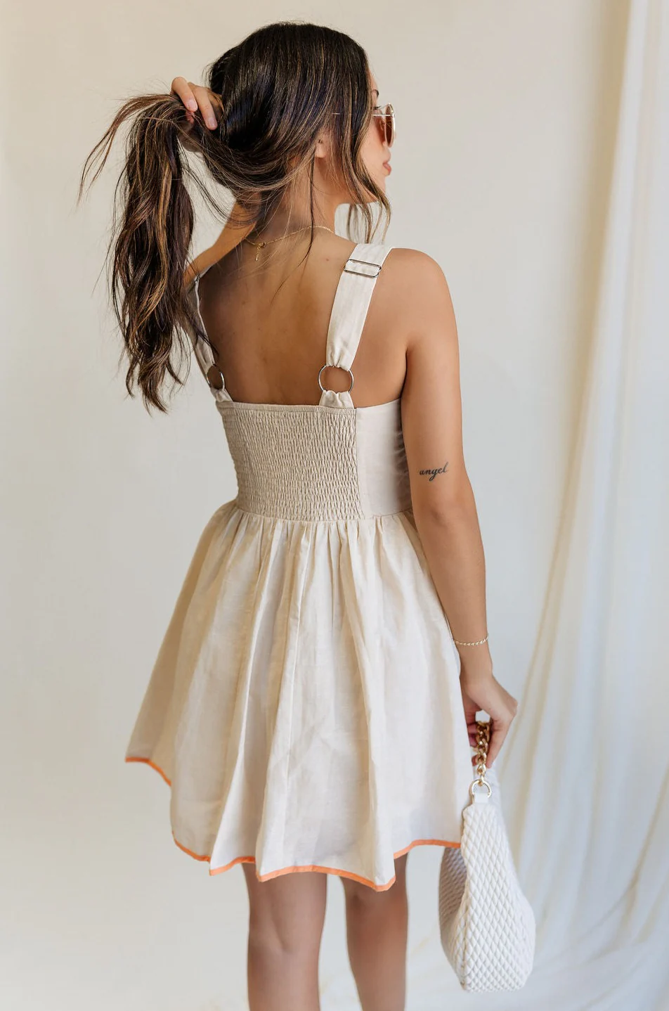 Nova Orange & Ecru Mini Dress - Image 11