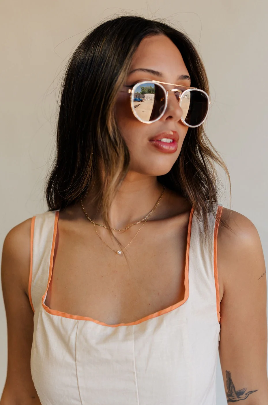 Nova Orange & Ecru Mini Dress - Image 5