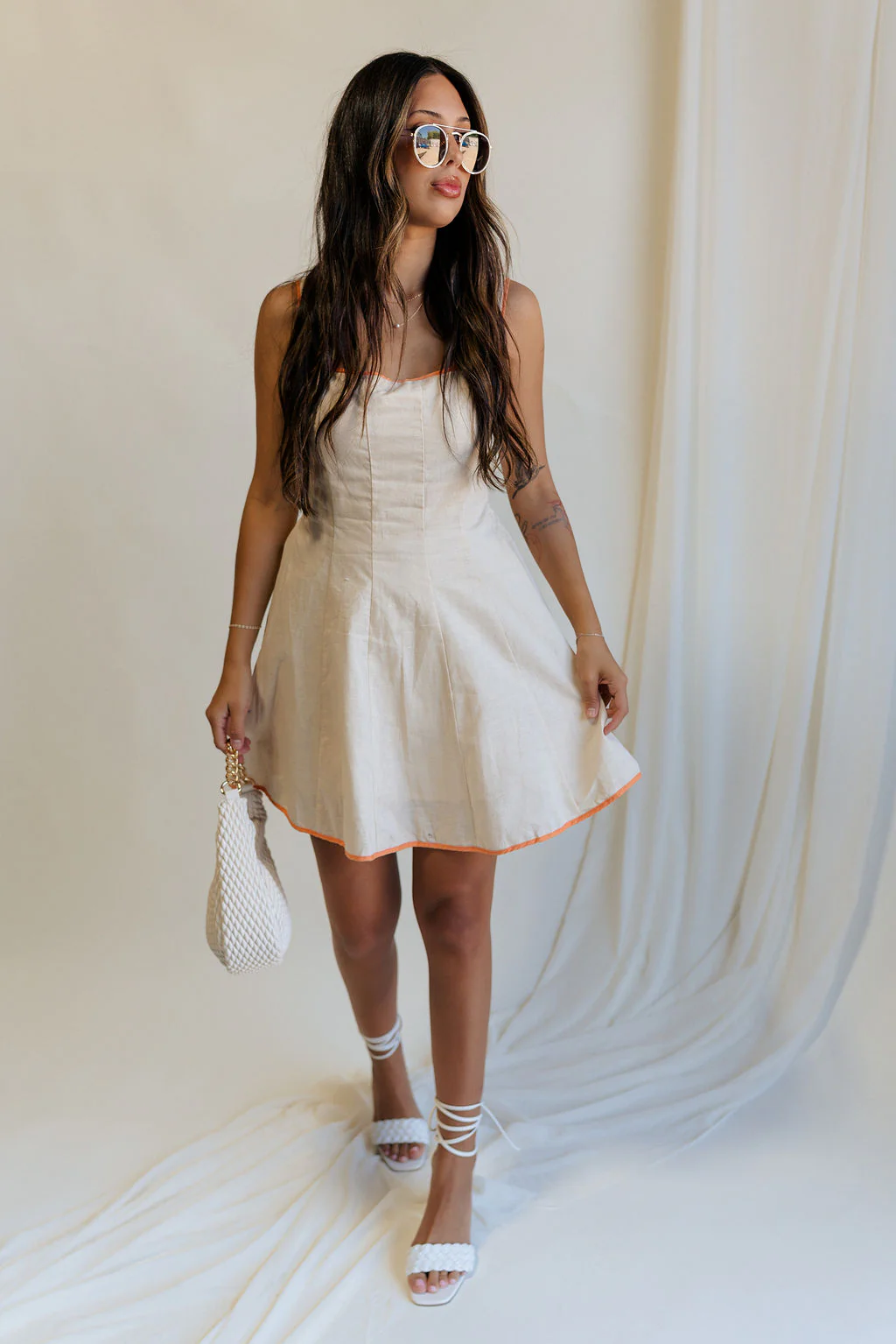 Nova Orange & Ecru Mini Dress - Image 6