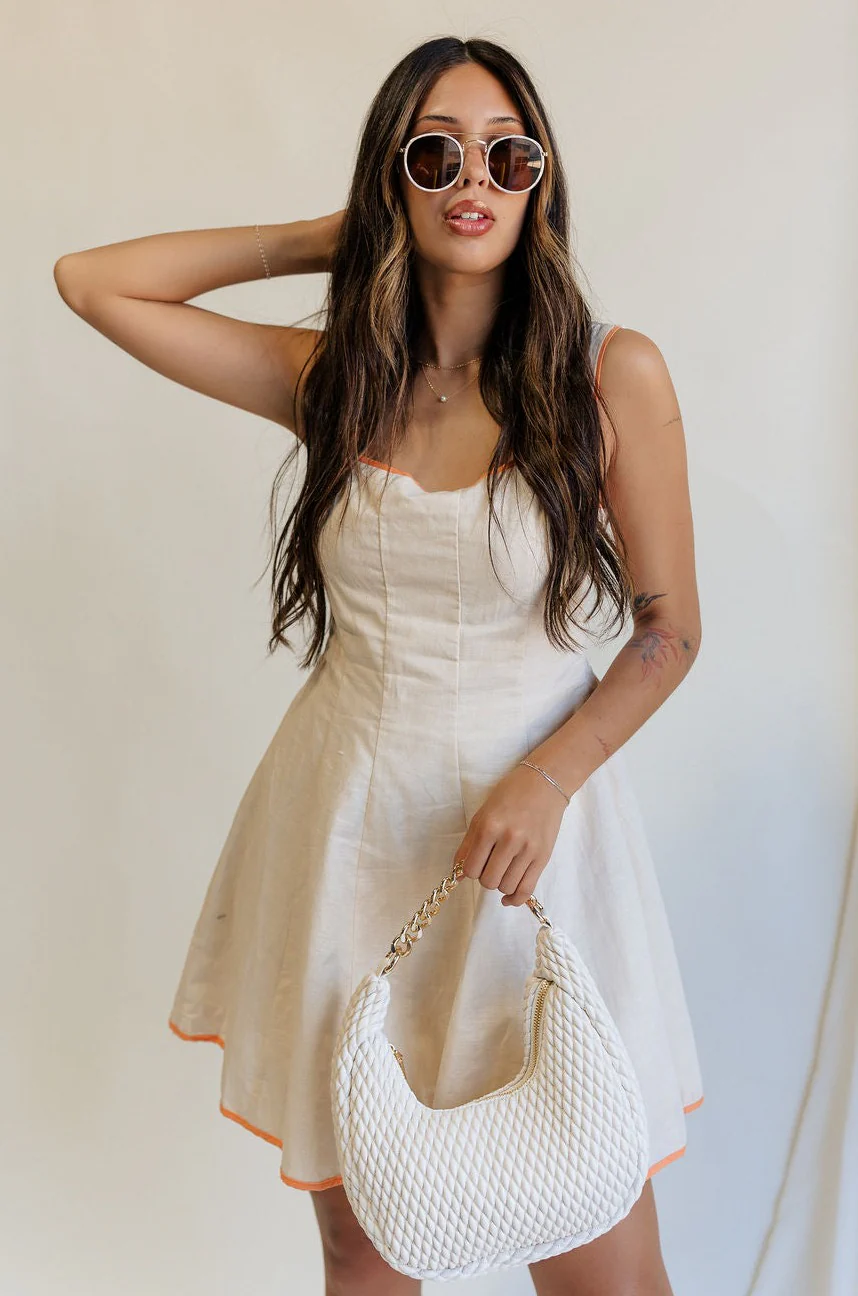 Nova Orange & Ecru Mini Dress - Image 7
