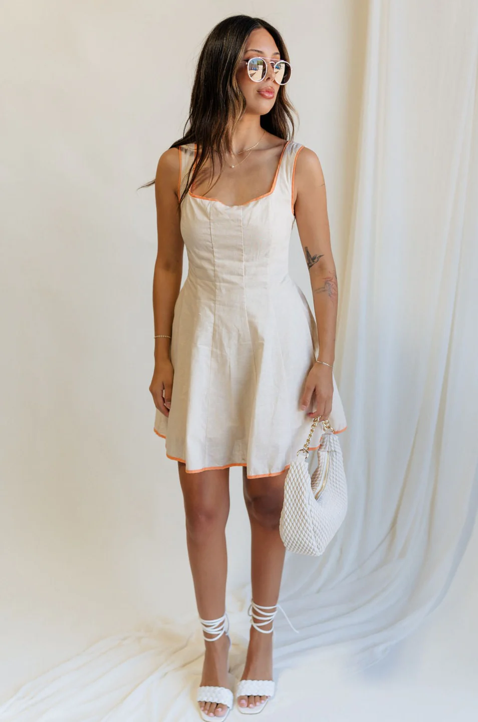 Nova Orange & Ecru Mini Dress - Image 8