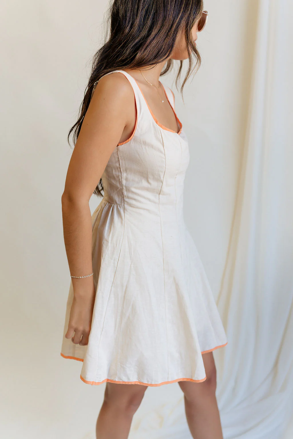 Nova Orange & Ecru Mini Dress - Image 9