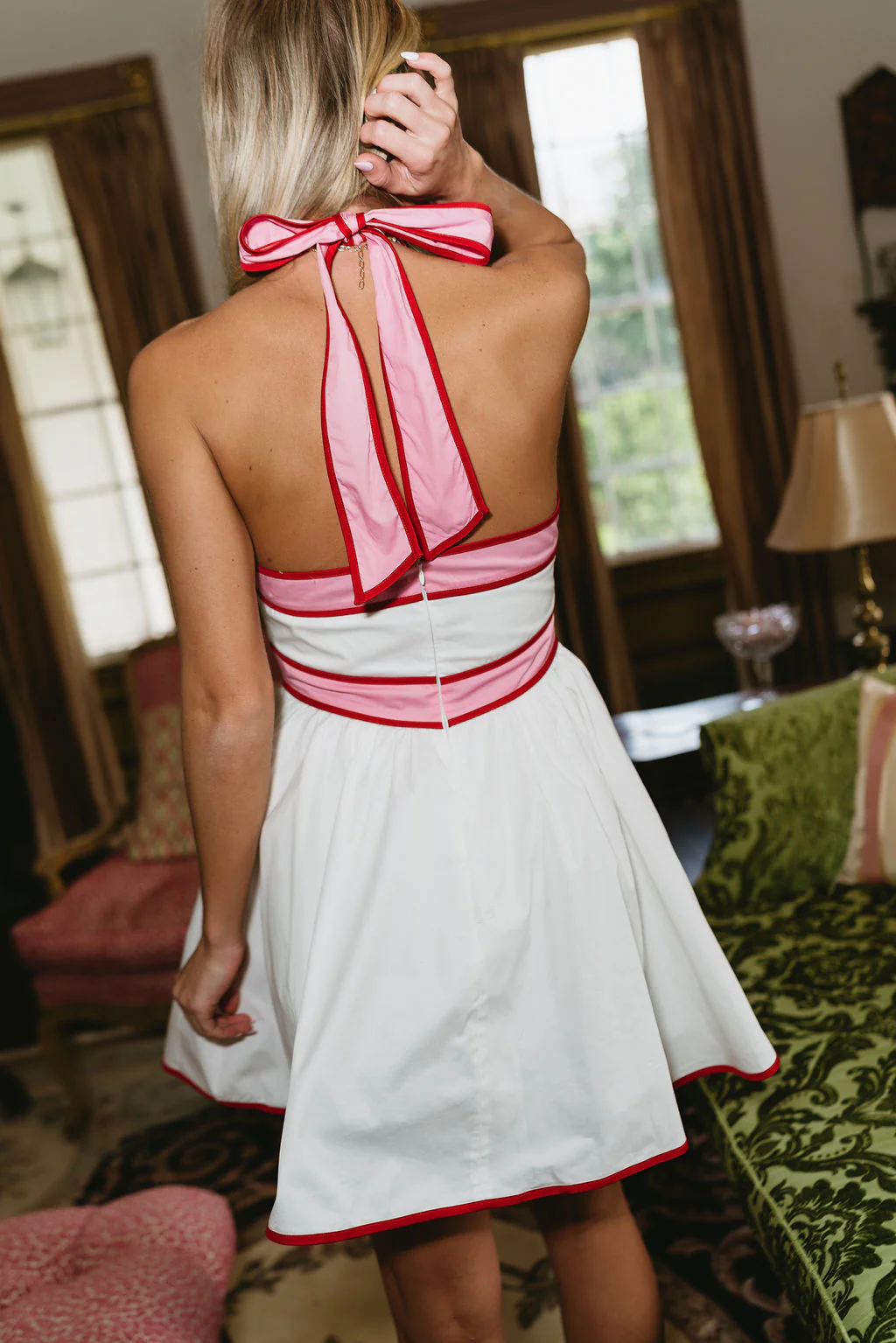 Nova White Multi Colorblock Halter Mini Dress - Image 4