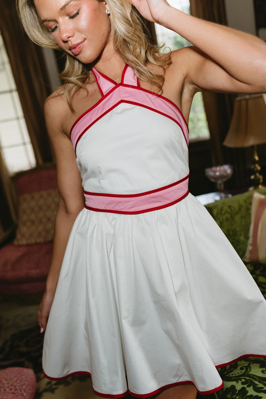 Nova White Multi Colorblock Halter Mini Dress - Image 5