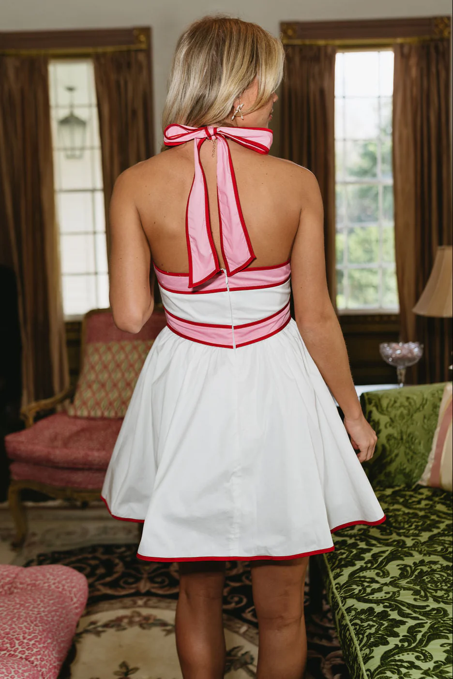 Nova White Multi Colorblock Halter Mini Dress - Image 8