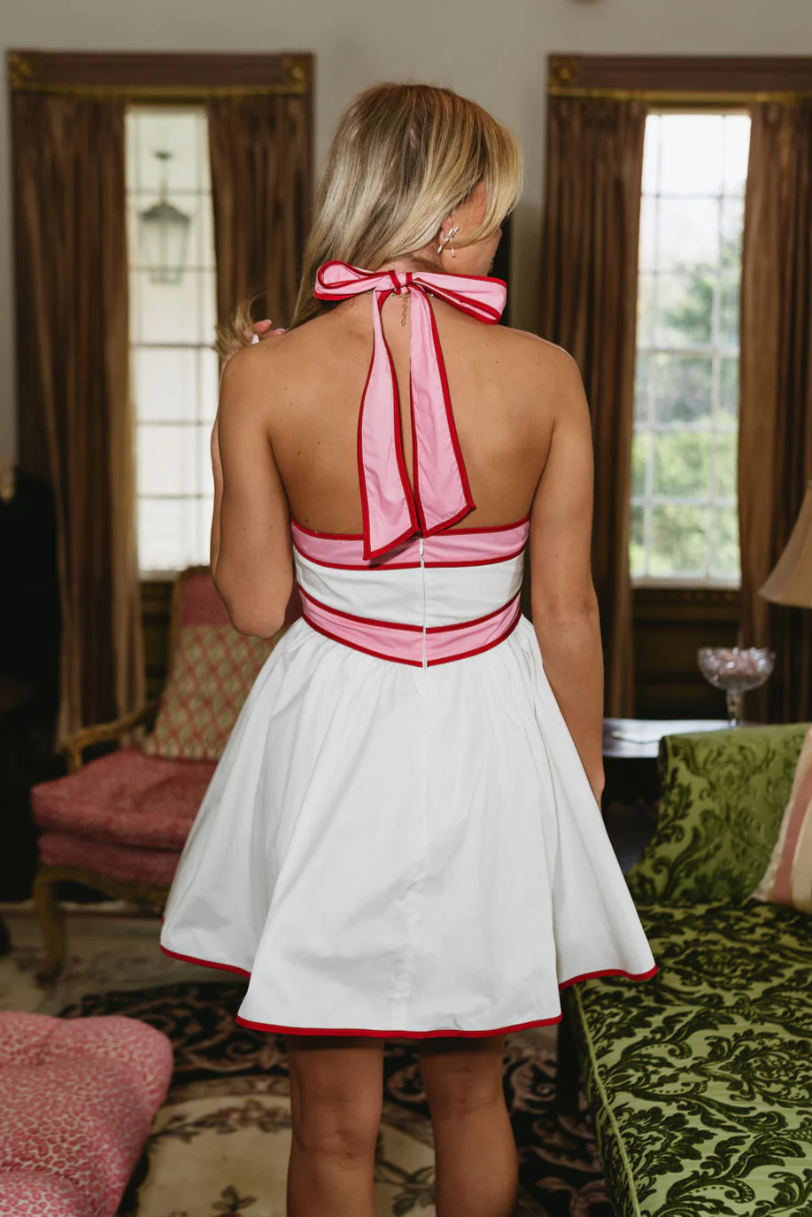 Nova White Multi Colorblock Halter Mini Dress - Image 9