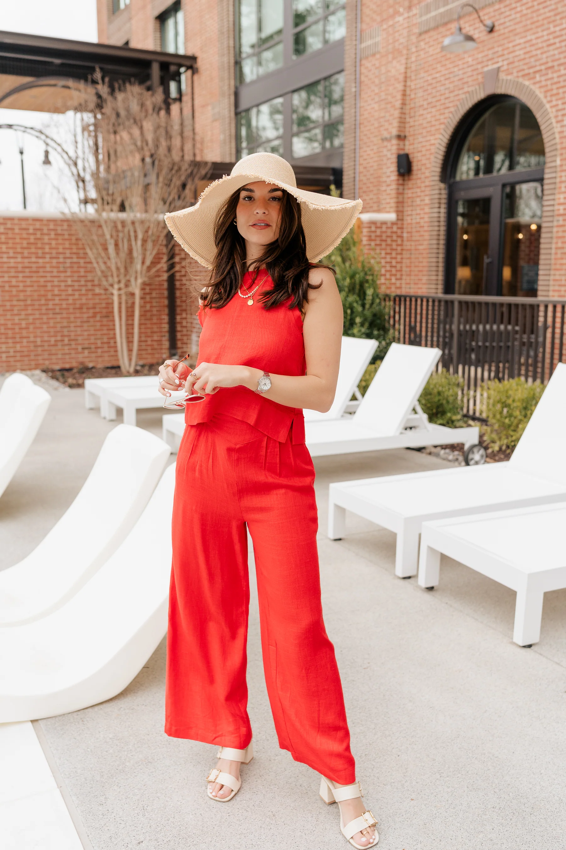 Vada Red Wide Leg Pants - Image 4
