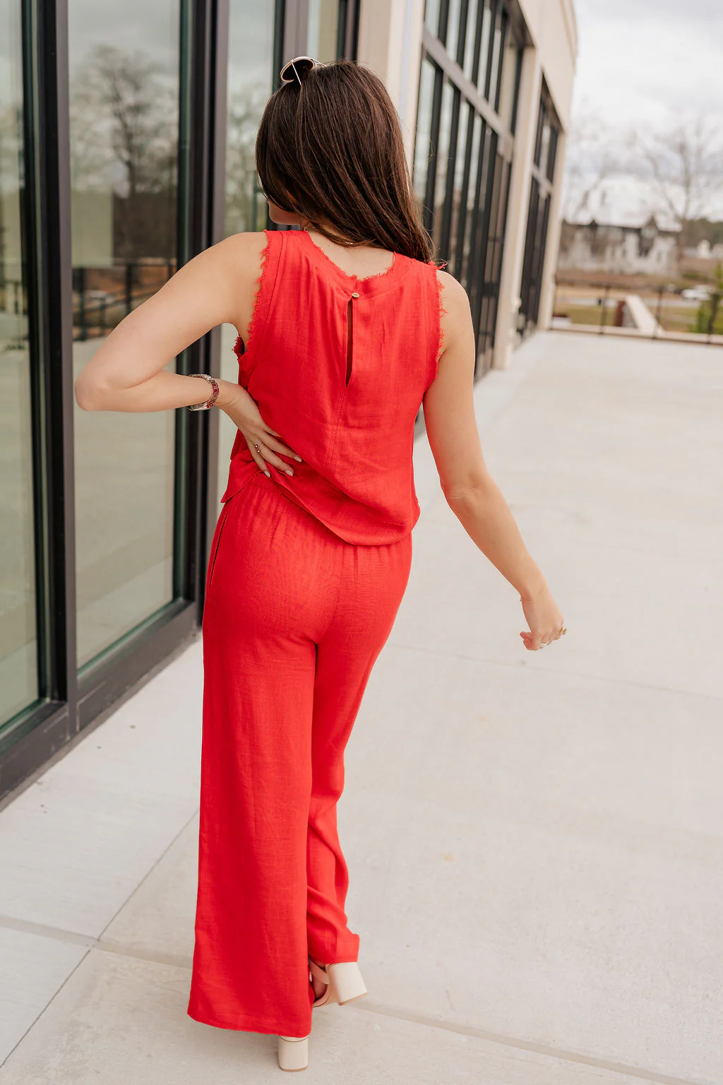 Vada Red Wide Leg Pants - Image 7