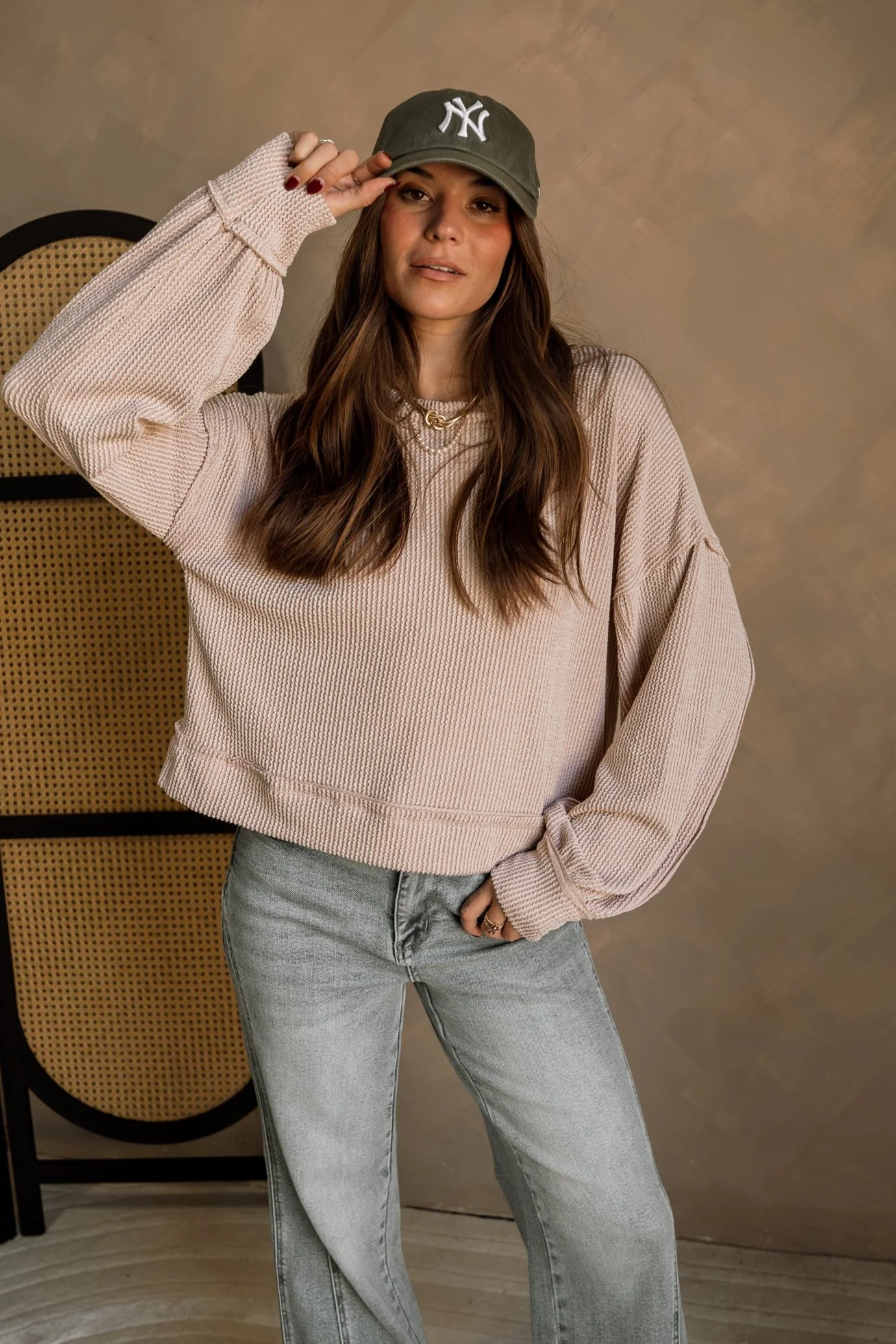Nila Oatmeal Long Sleeve Top